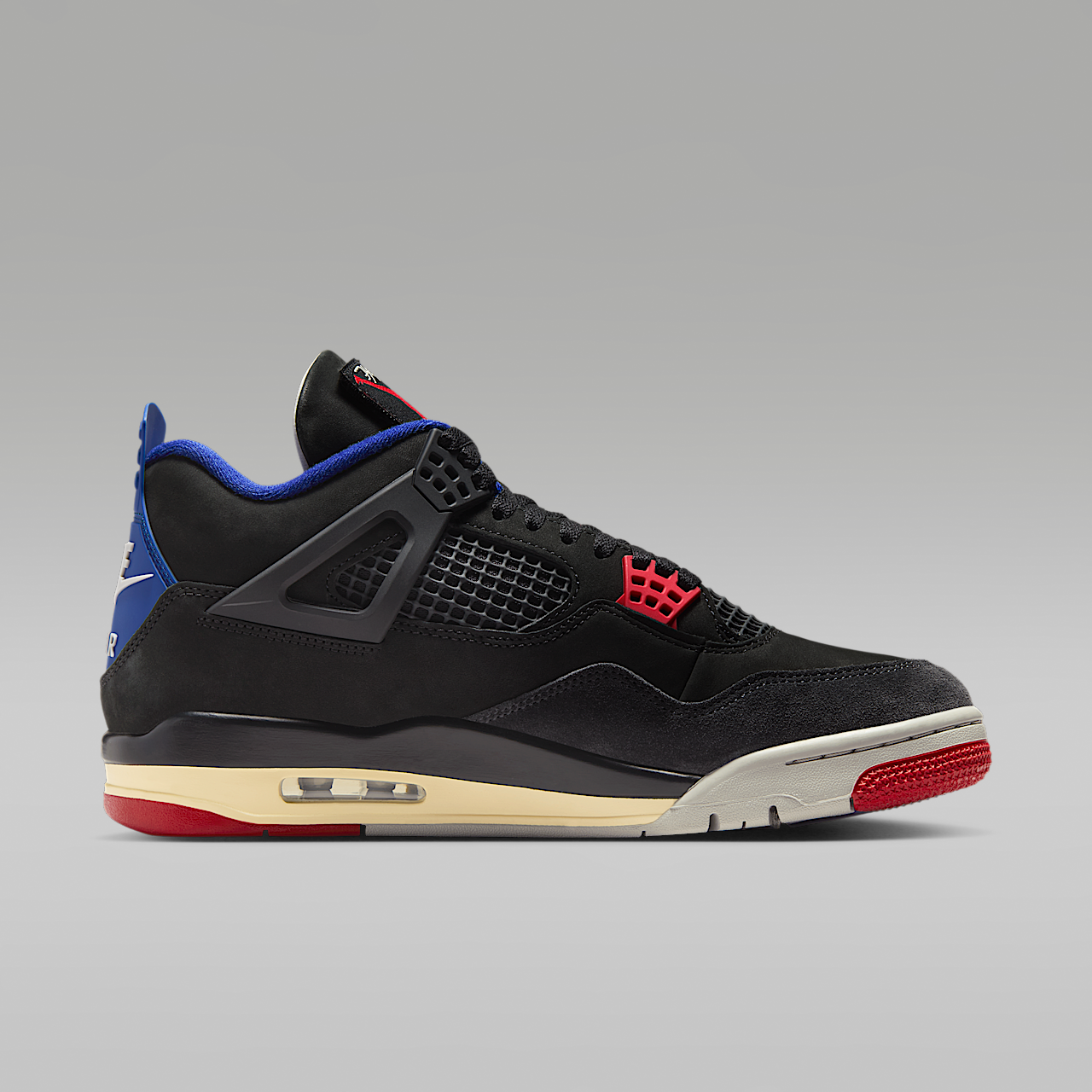 Nike Air Jordan 4 sneaker Zwart/Deep Royal Blue/Dark Smoke Grey/Fire Red