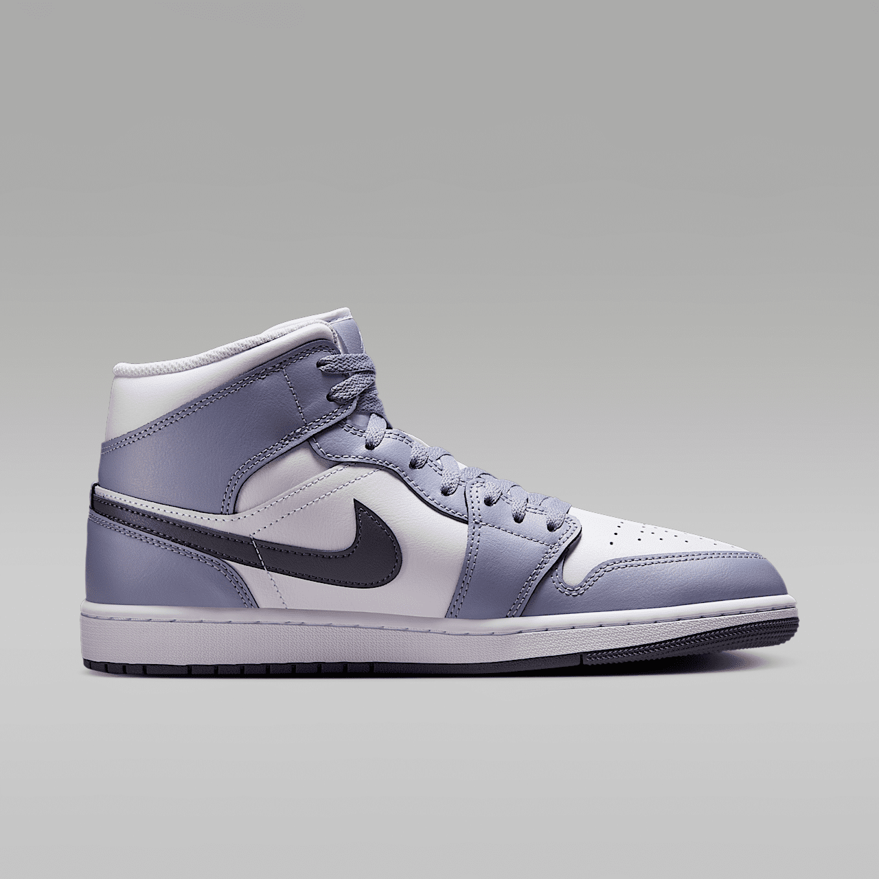 Nike Air Jordan 1 Mid sneaker Wit/Indigo Haze/Dark Blue Grey