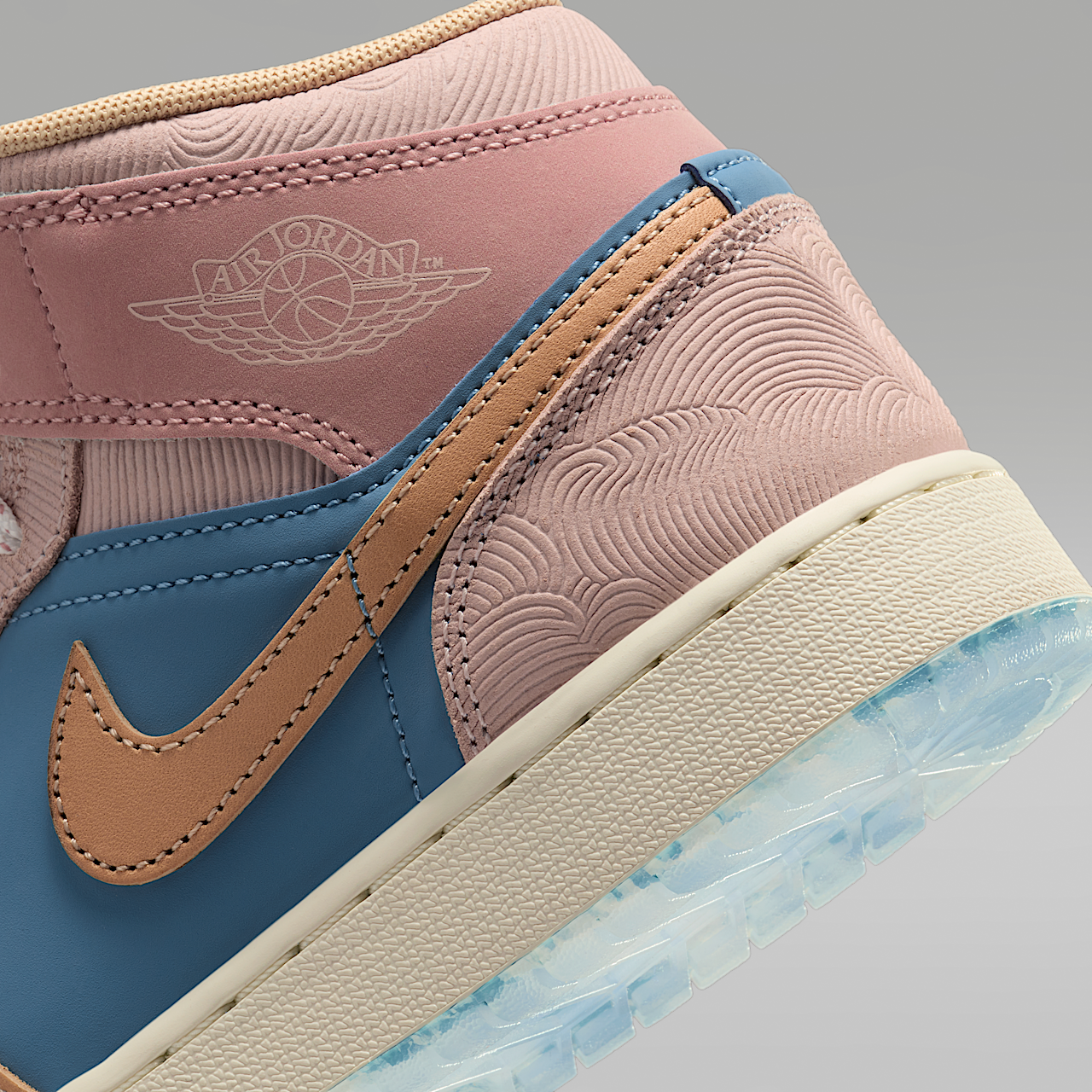 Nike Air Jordan 1 Mid sneaker Aegean Storm/Pink Oxford/Red Stardust/Hemp