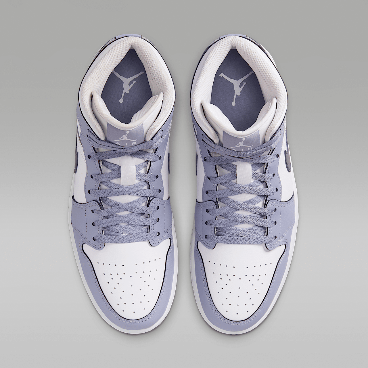 Nike Air Jordan 1 Mid sneaker Wit/Indigo Haze/Dark Blue Grey