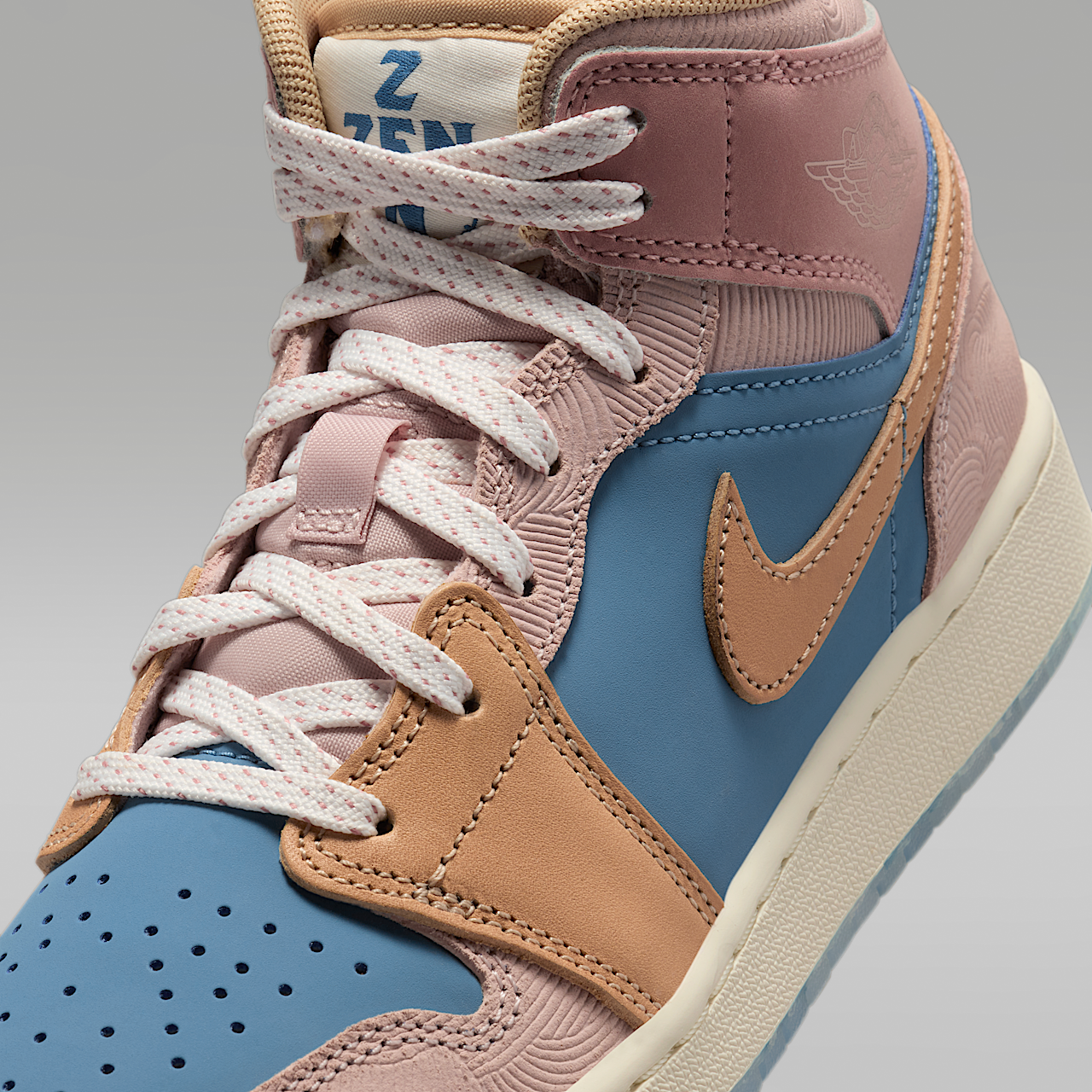 Nike Air Jordan 1 Mid sneaker Aegean Storm/Pink Oxford/Red Stardust/Hemp