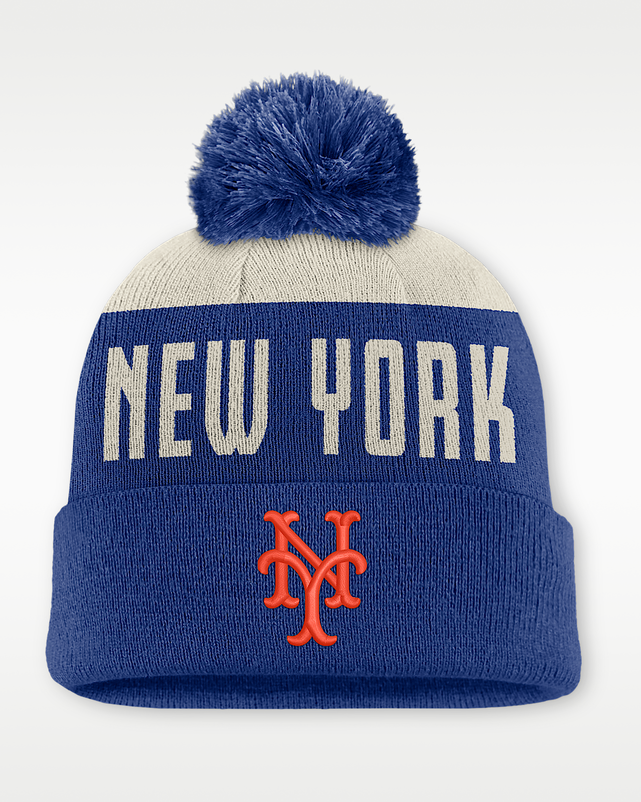 Мужские  New York Mets Cooperstown Peak Nike MLB Cuffed Pom Beanie