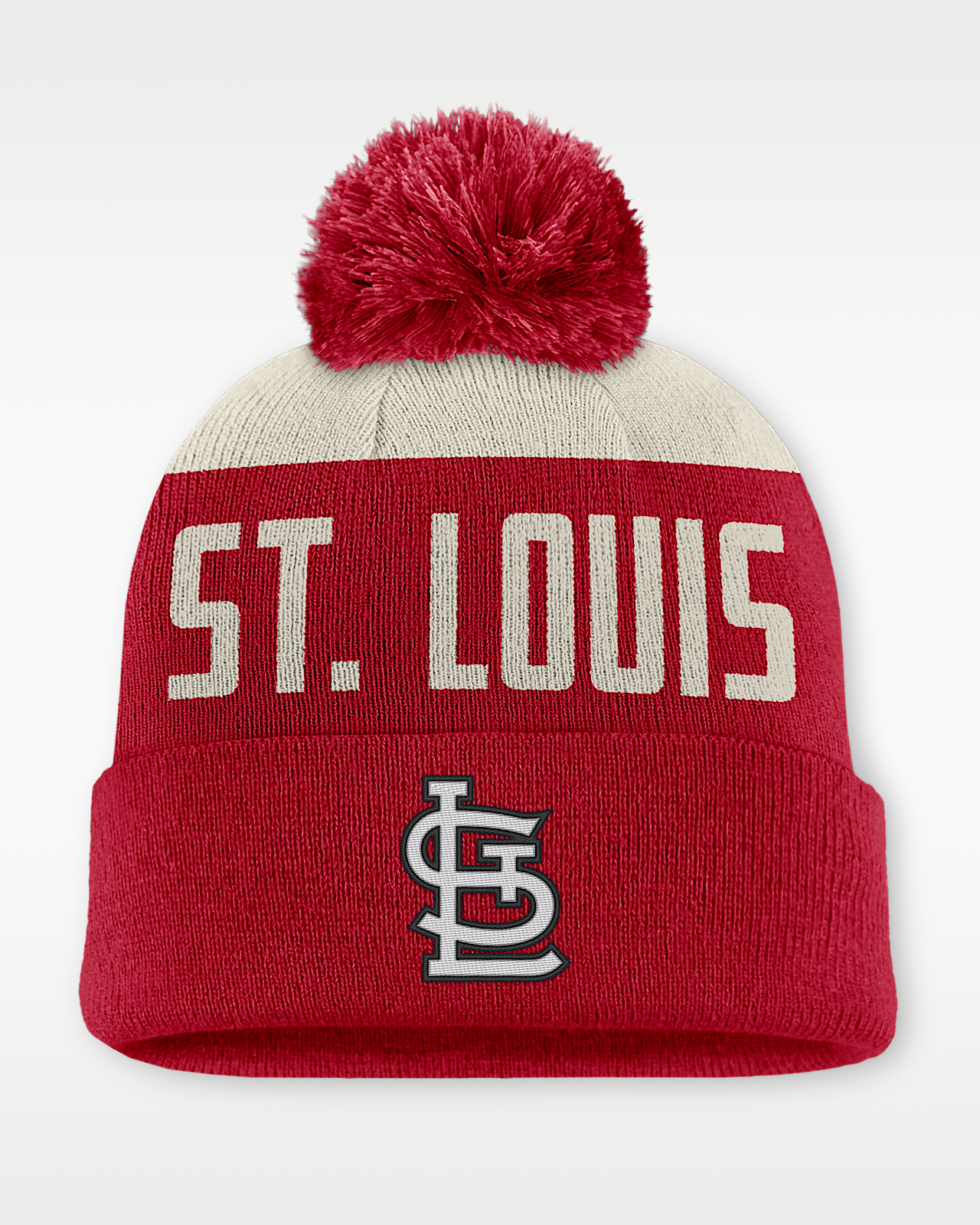 Мужские  St. Louis Cardinals Cooperstown Peak Nike MLB Cuffed Pom Beanie