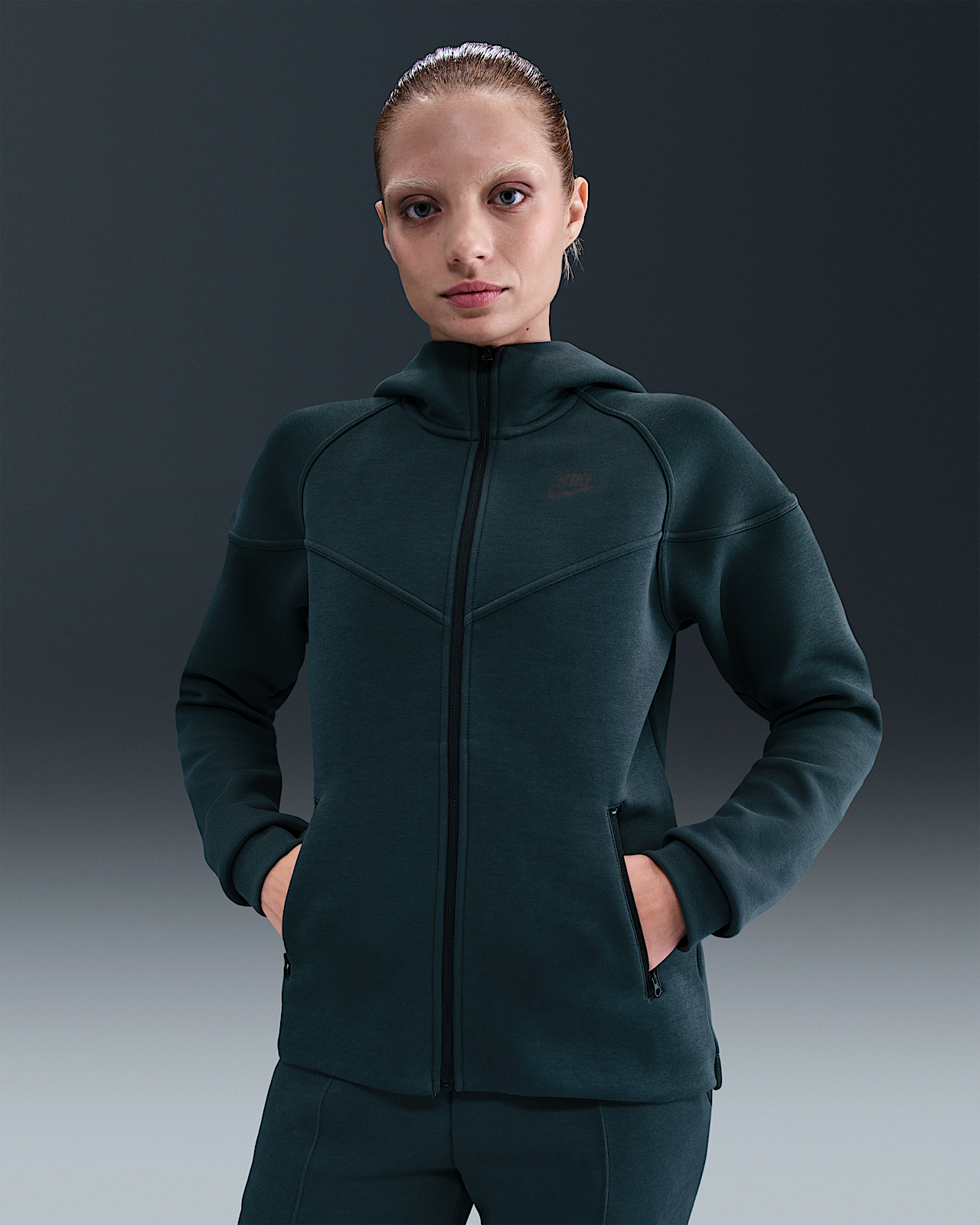 Женское худи Nike Sportswear Tech Fleece Windrunner Full-Zip Hoodie для бега