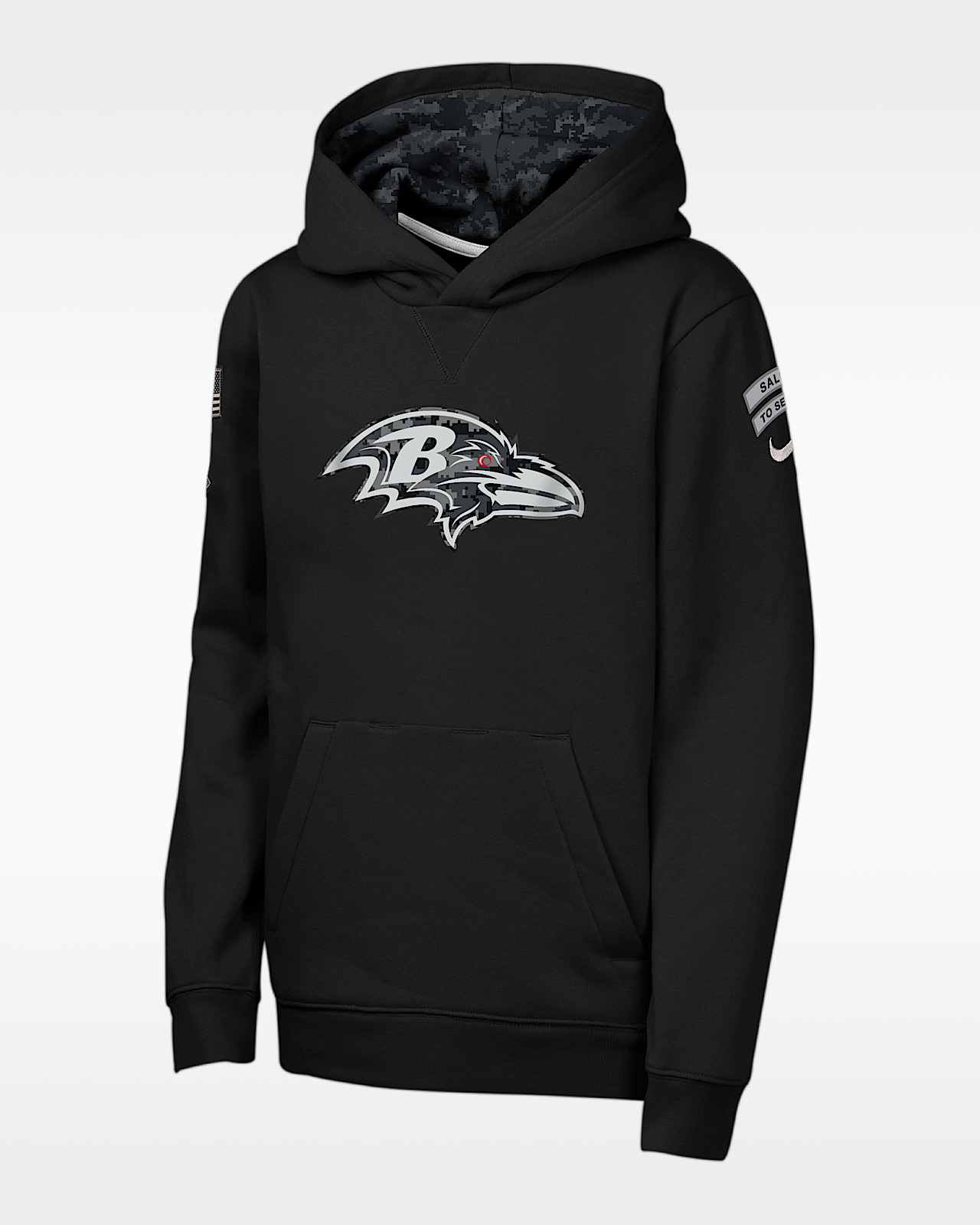 Детское худи Baltimore Ravens Salute to Service Sideline Club Big Kids' Nike NFL Pullover Hoodie