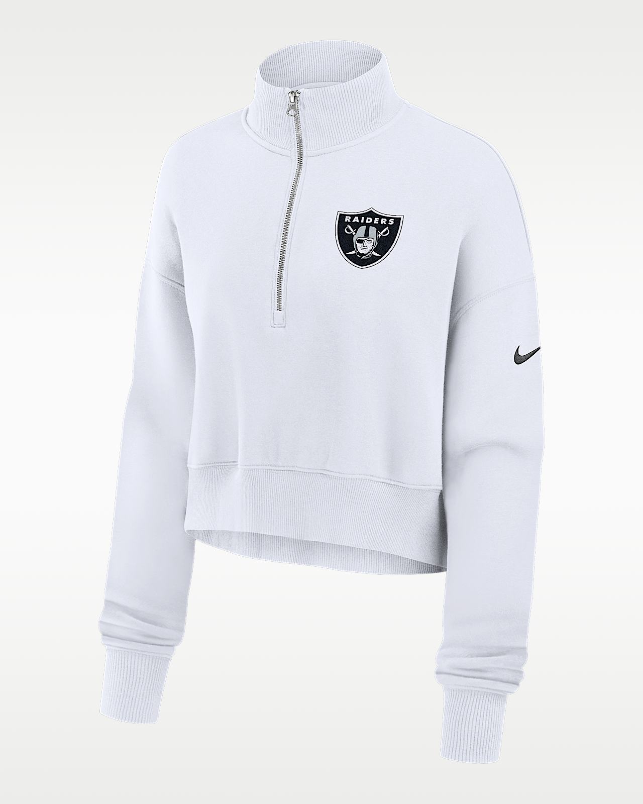 Женские  Las Vegas Raiders Primetime Phoenix Nike NFL Oversized Cropped 1/4-Zip Crew