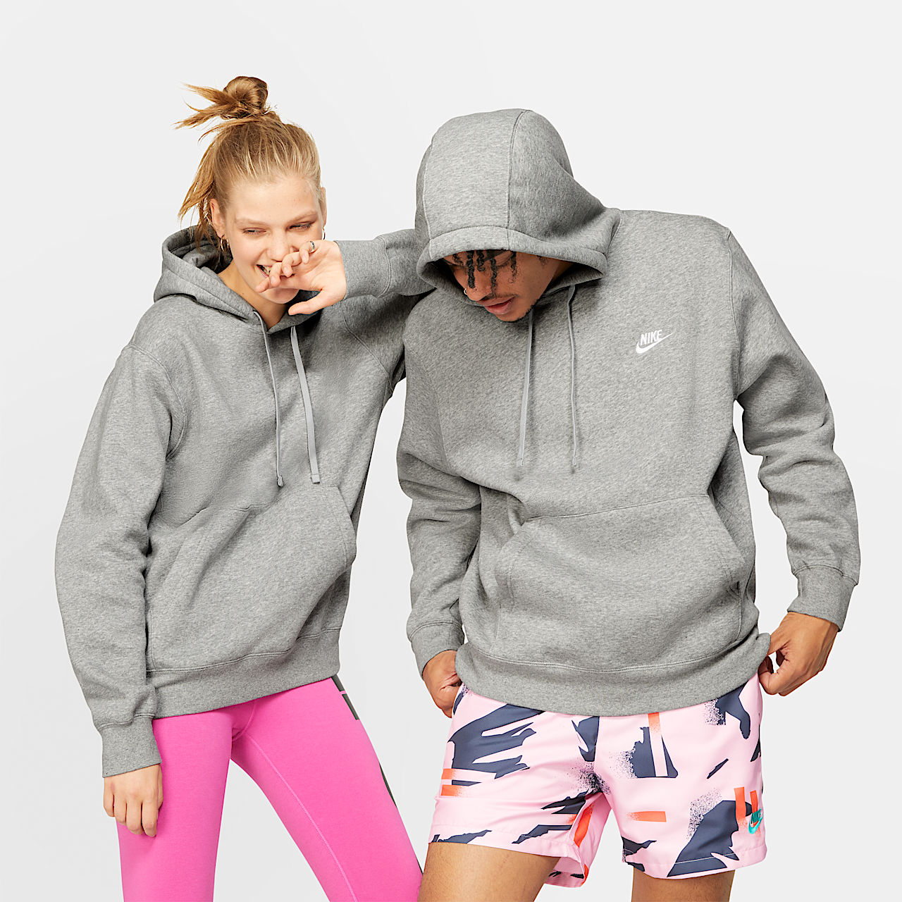 Nike Sportswear Club Fleece (Dark Grey Heather/Matte Silver/White)