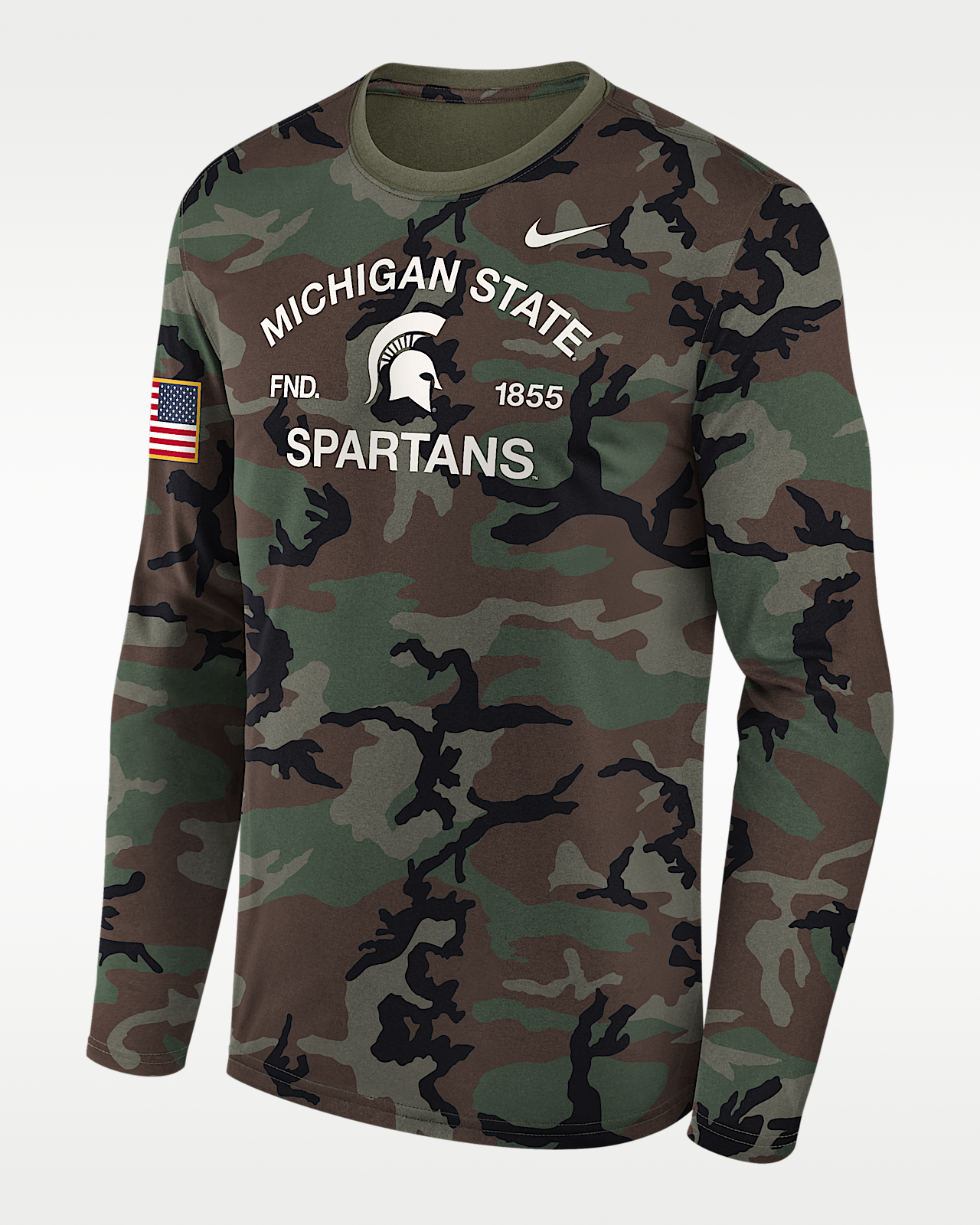 Мужская футболка Michigan State 2025 Military Appreciation Legend Nike Dri-FIT College Long-Sleeve