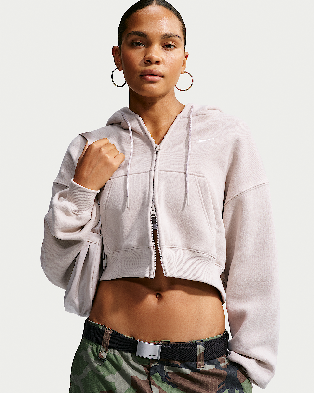 Женское худи Nike Studio Fleece Medium Weight Oversized Full-Zip Cropped Hoodie