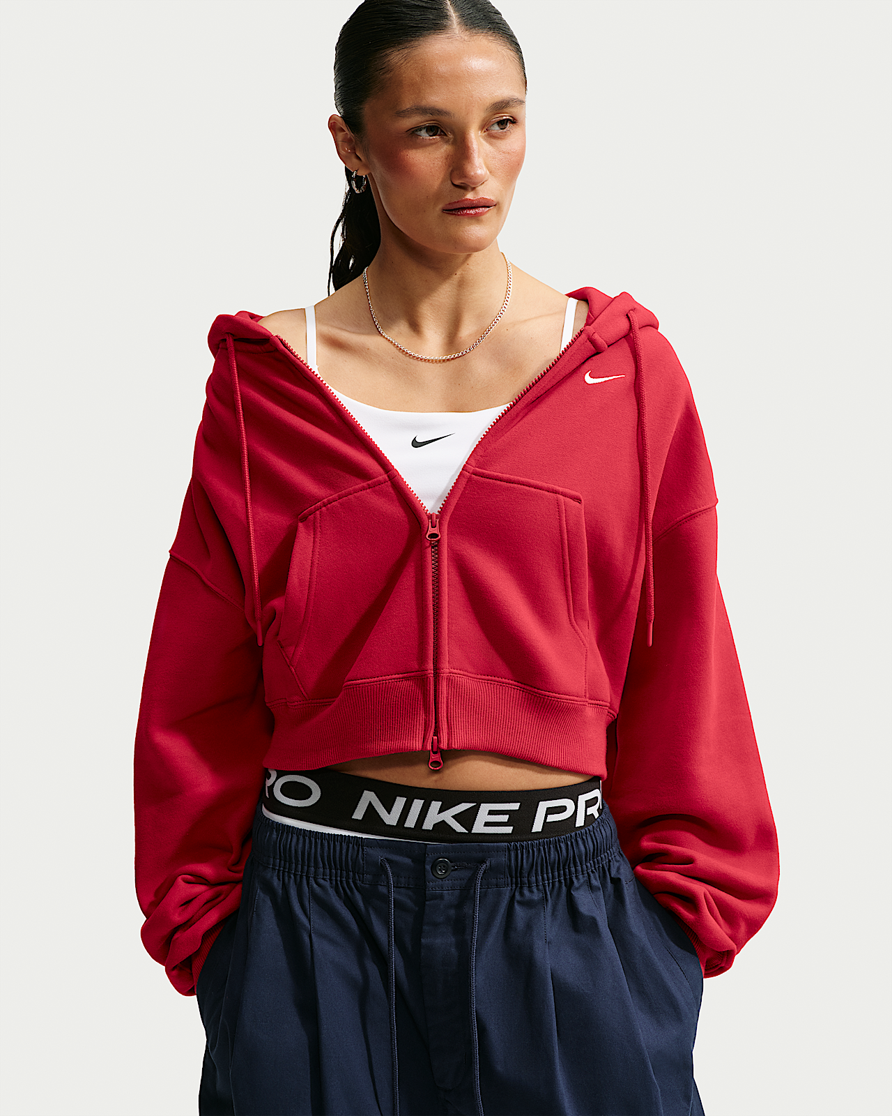 Женское худи Nike Studio Fleece Medium Weight Oversized Full-Zip Cropped Hoodie