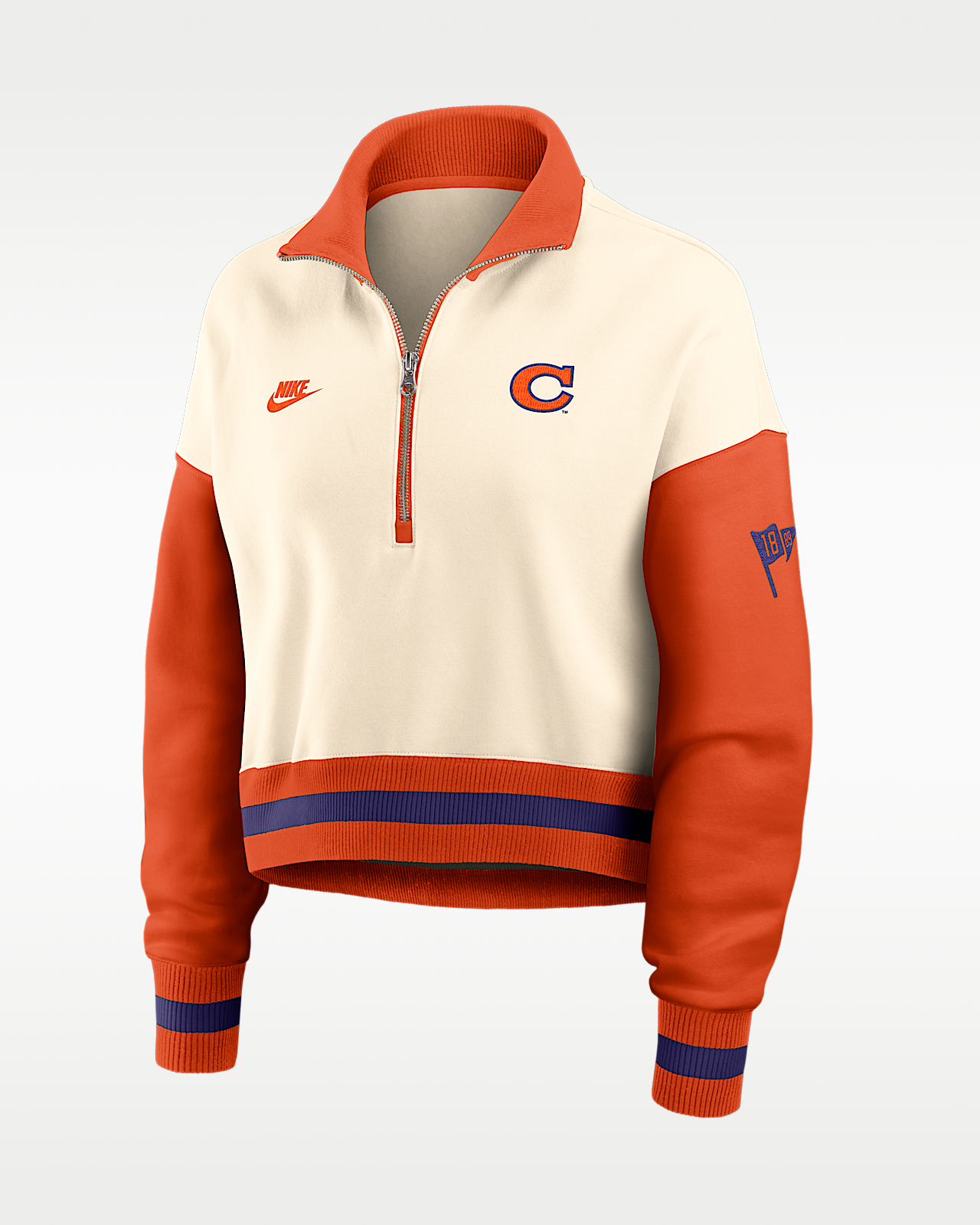 Женские  Clemson Legacy Nike College Cropped Oversized 1/4-Zip Crew