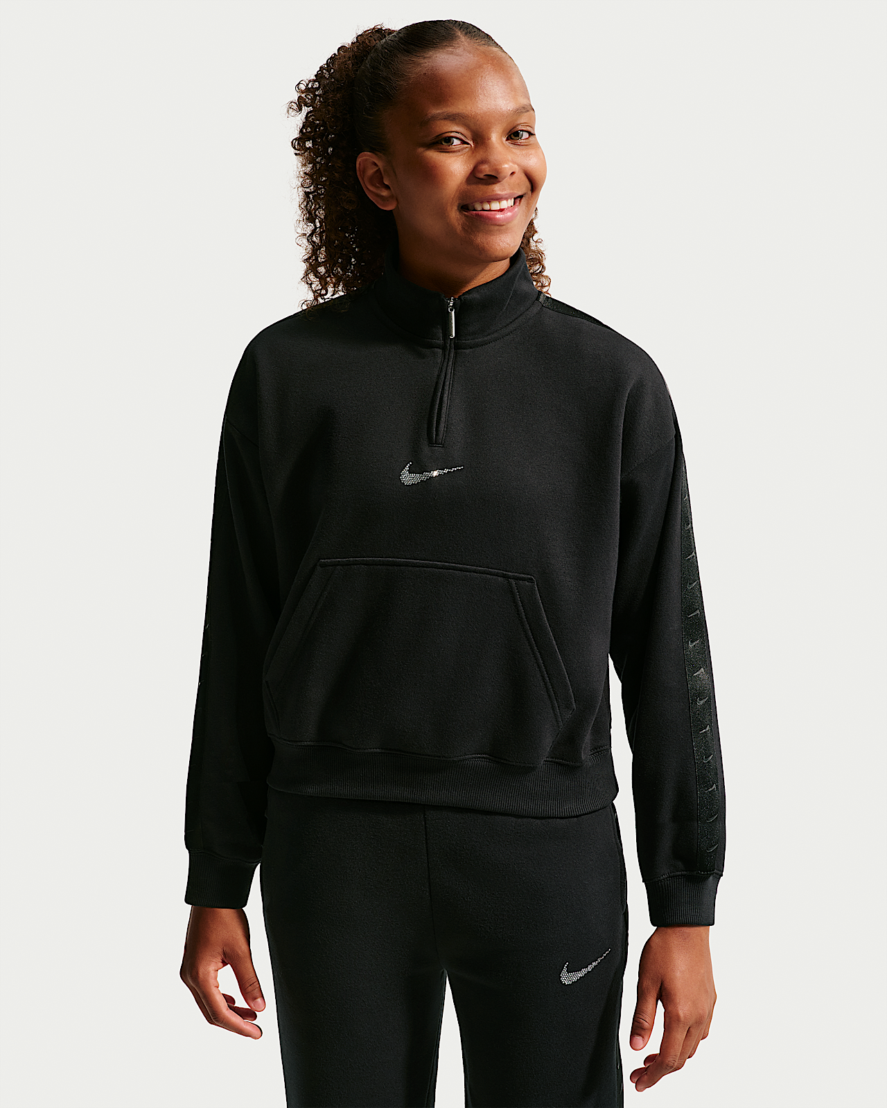Детский свитшот Nike Sportswear Studio Fleece Big Kids' (Girls') 1/4-Zip