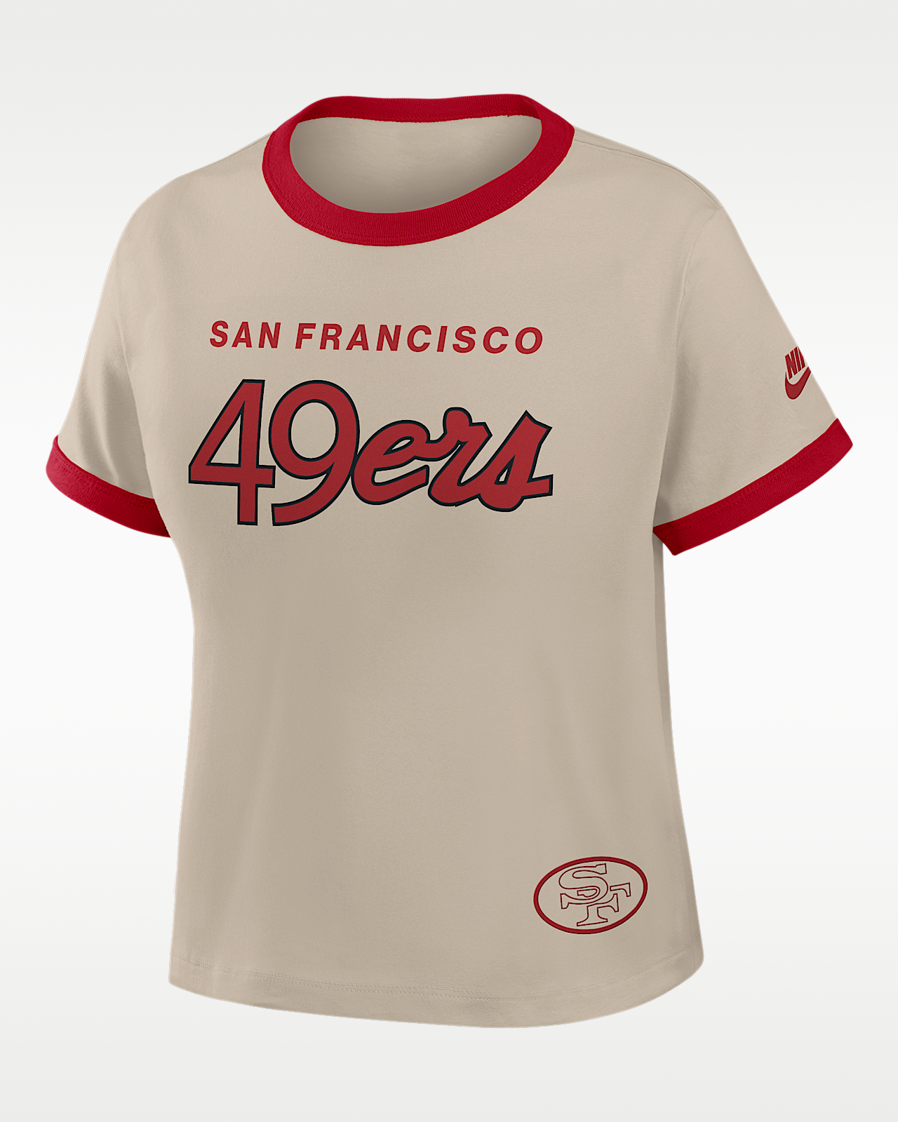 Женская футболка San Francisco 49ers Rewind Ringer Mod Nike NFL Cropped