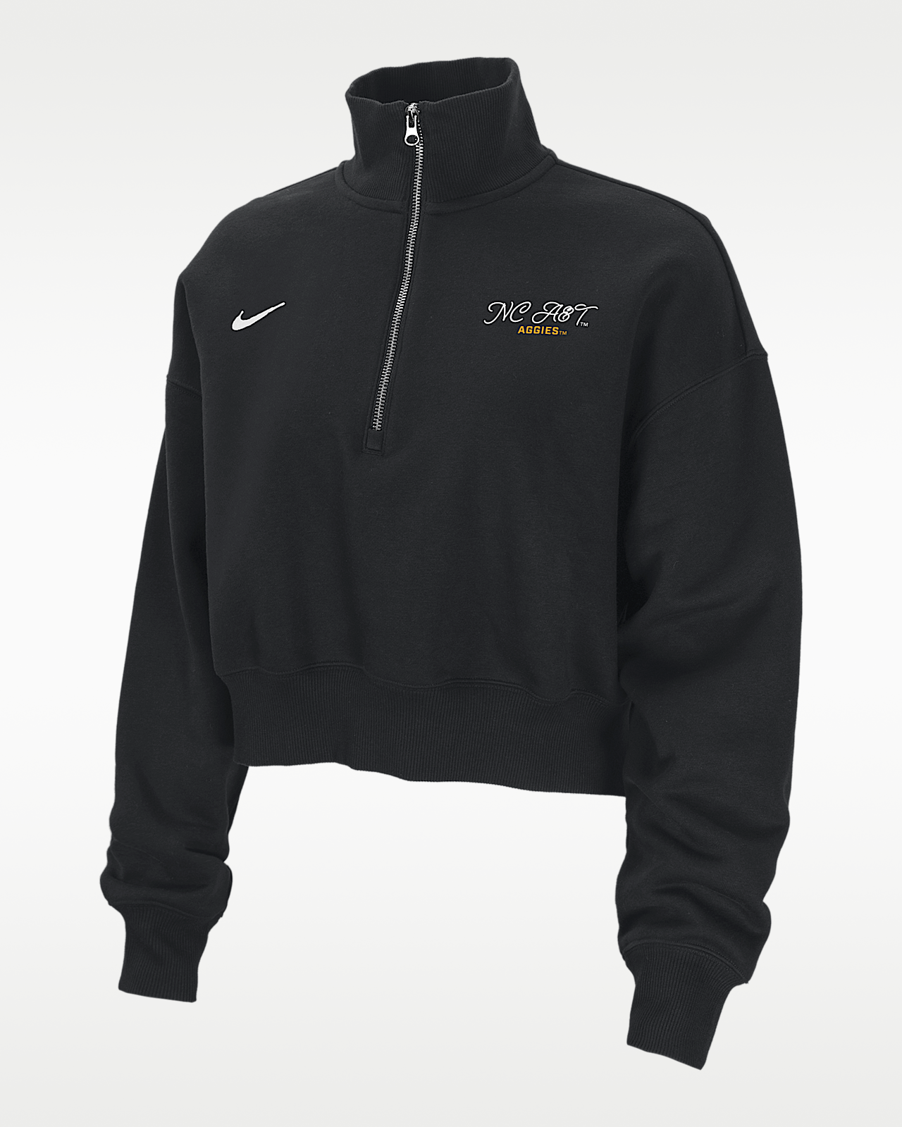 Женские  Nike College Phoenix Fleece (North Carolina A&T University) Cropped 1/4-Zip Pullover