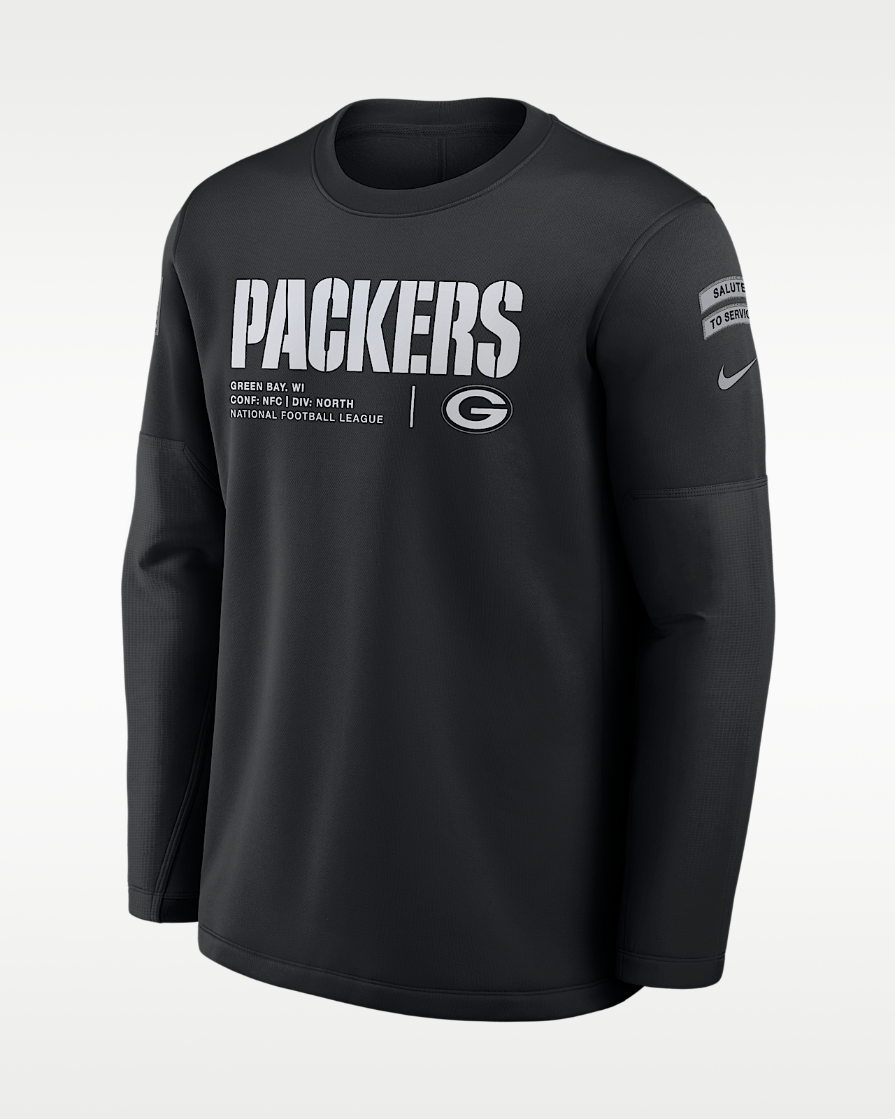 Мужские  Green Bay Packers Salute to Service Sideline Coaches Nike NFL Pullover Crew
