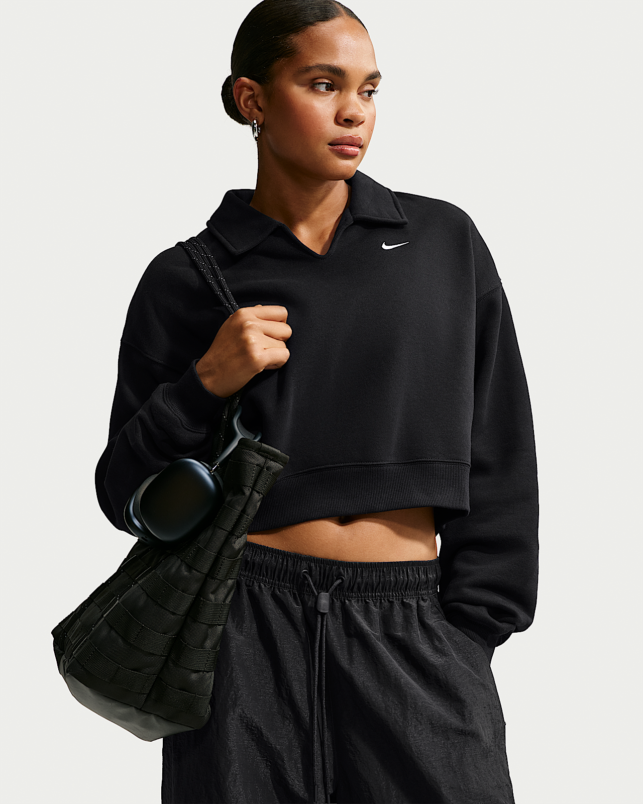 Женские  Nike Studio Fleece Medium Weight Oversized Cropped Polo