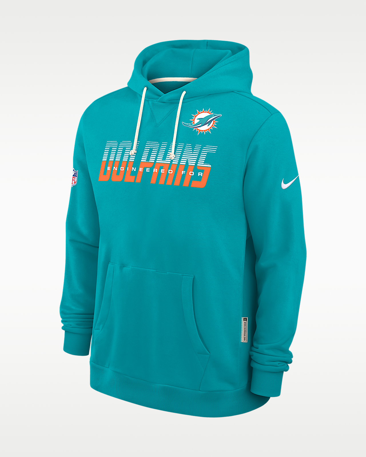 Мужское худи Miami Dolphins Sideline Standard Issue Nike Dri-FIT NFL Pullover Hoodie