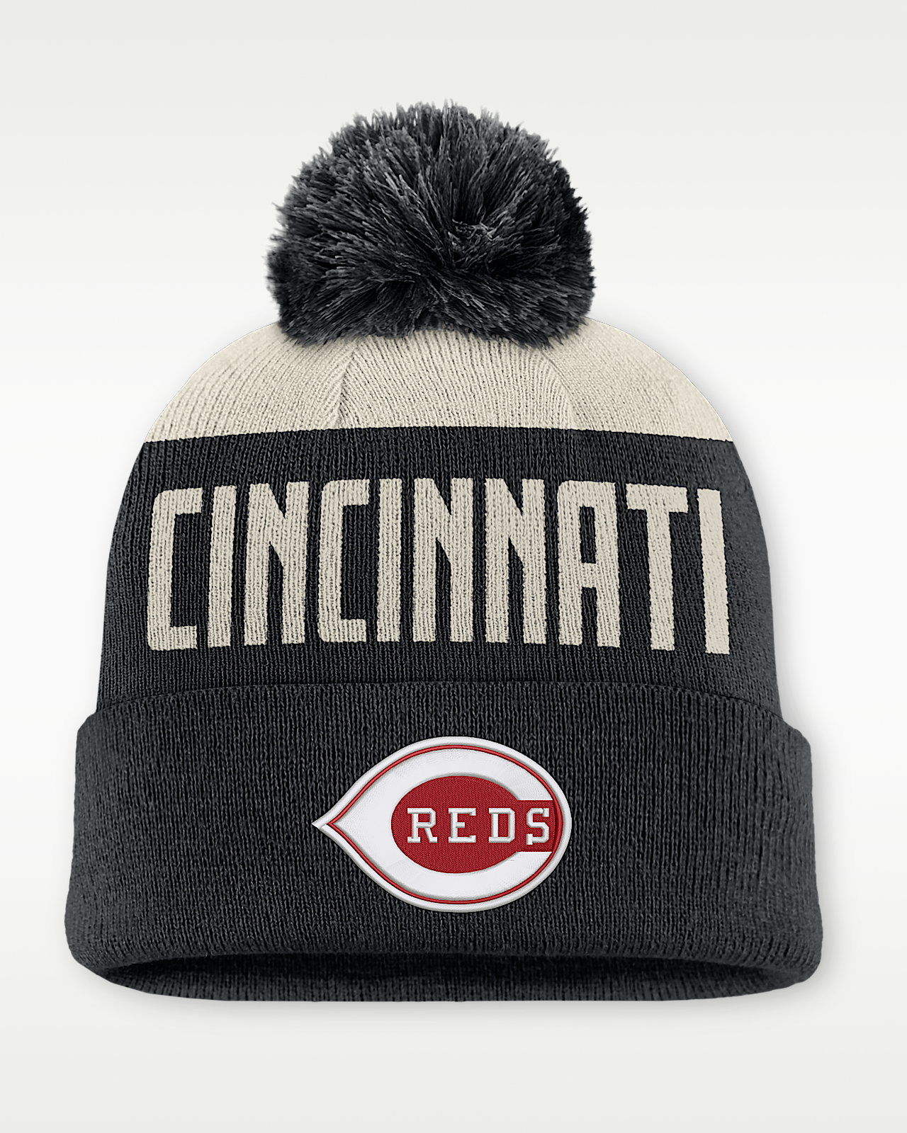 Мужские  Cincinnati Reds Cooperstown Peak Nike MLB Cuffed Pom Beanie