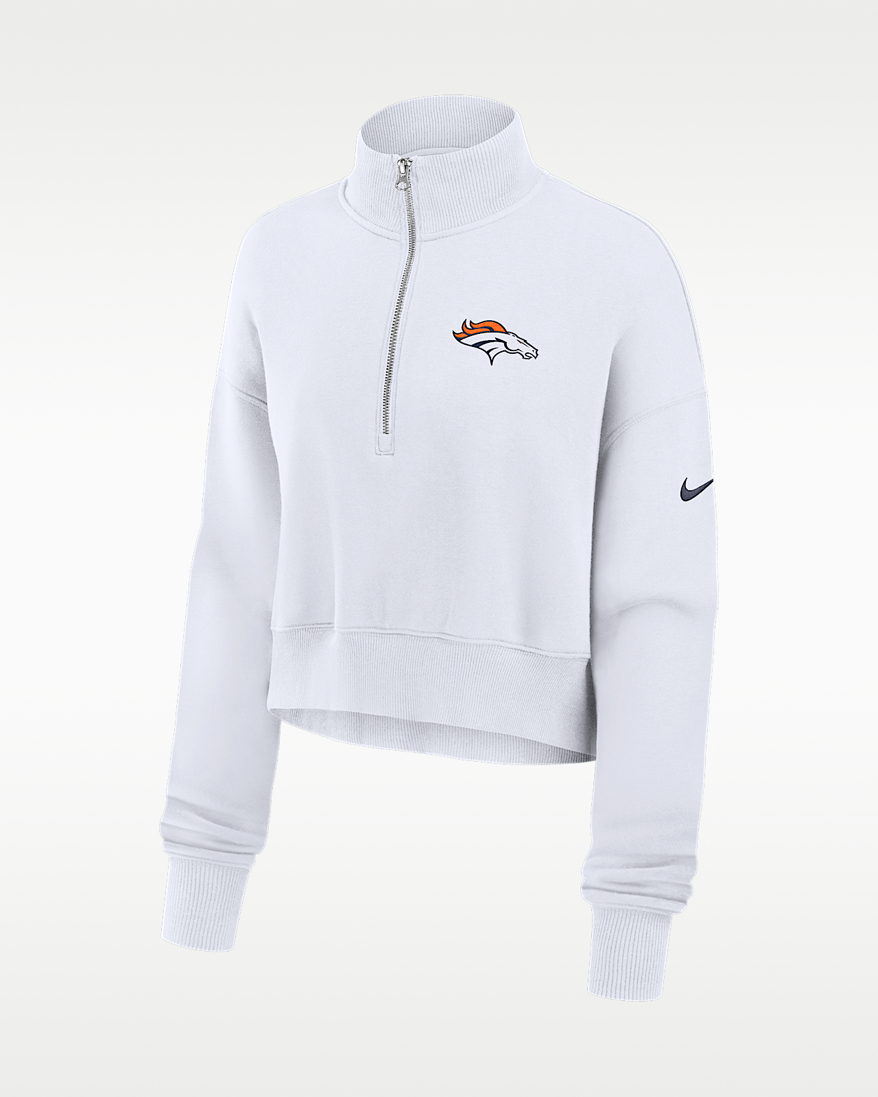 Женские  Denver Broncos Primetime Phoenix Nike NFL Oversized Cropped 1/4-Zip Crew