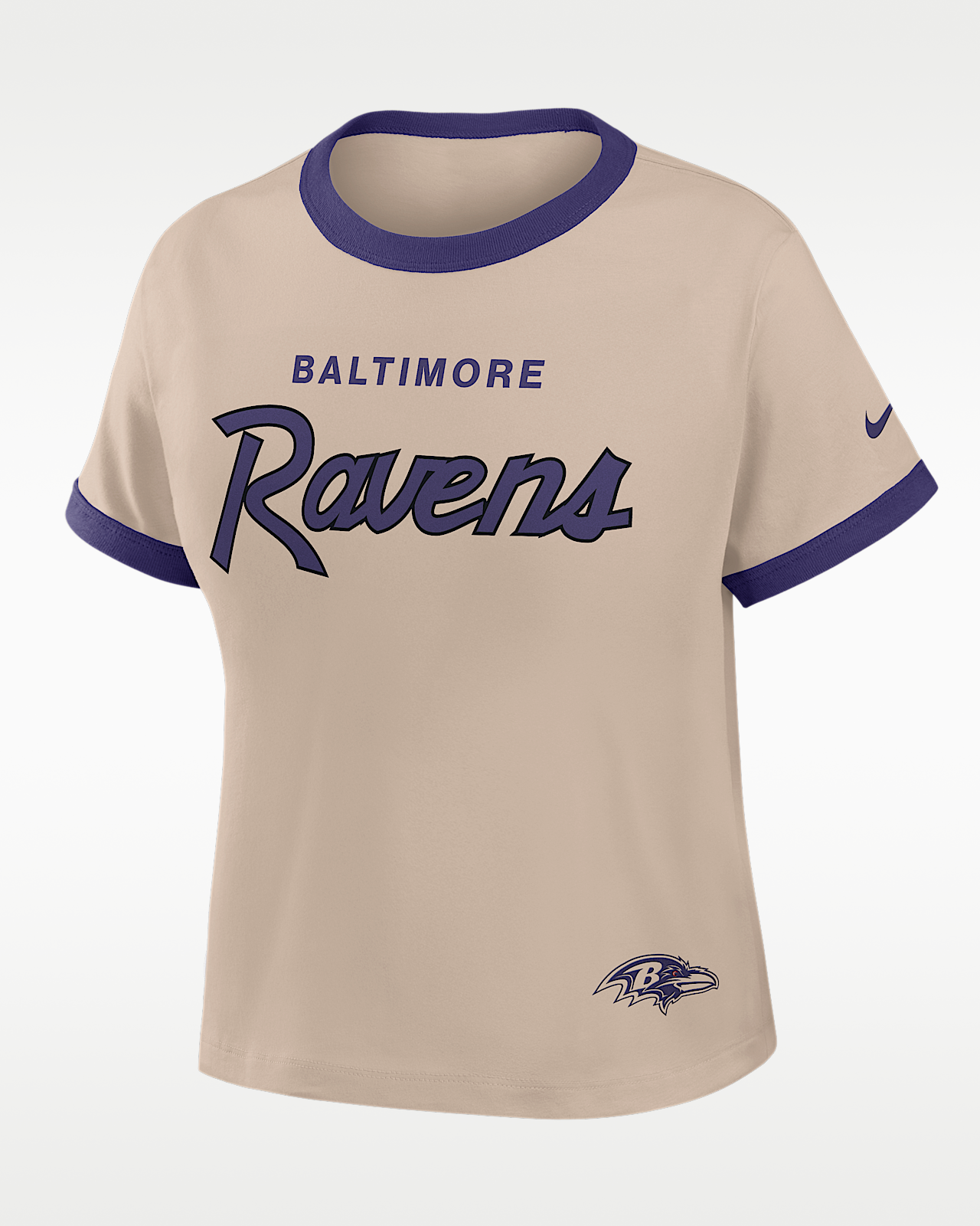 Женская футболка Baltimore Ravens Rewind Ringer Mod Nike NFL Cropped