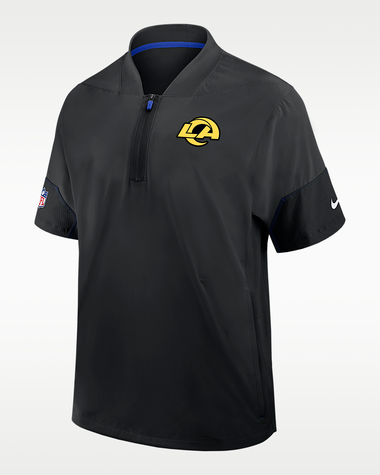 Мужская куртка Los Angeles Rams Sideline Coach Nike NFL 1/2-Zip Short-Sleeve Hooded