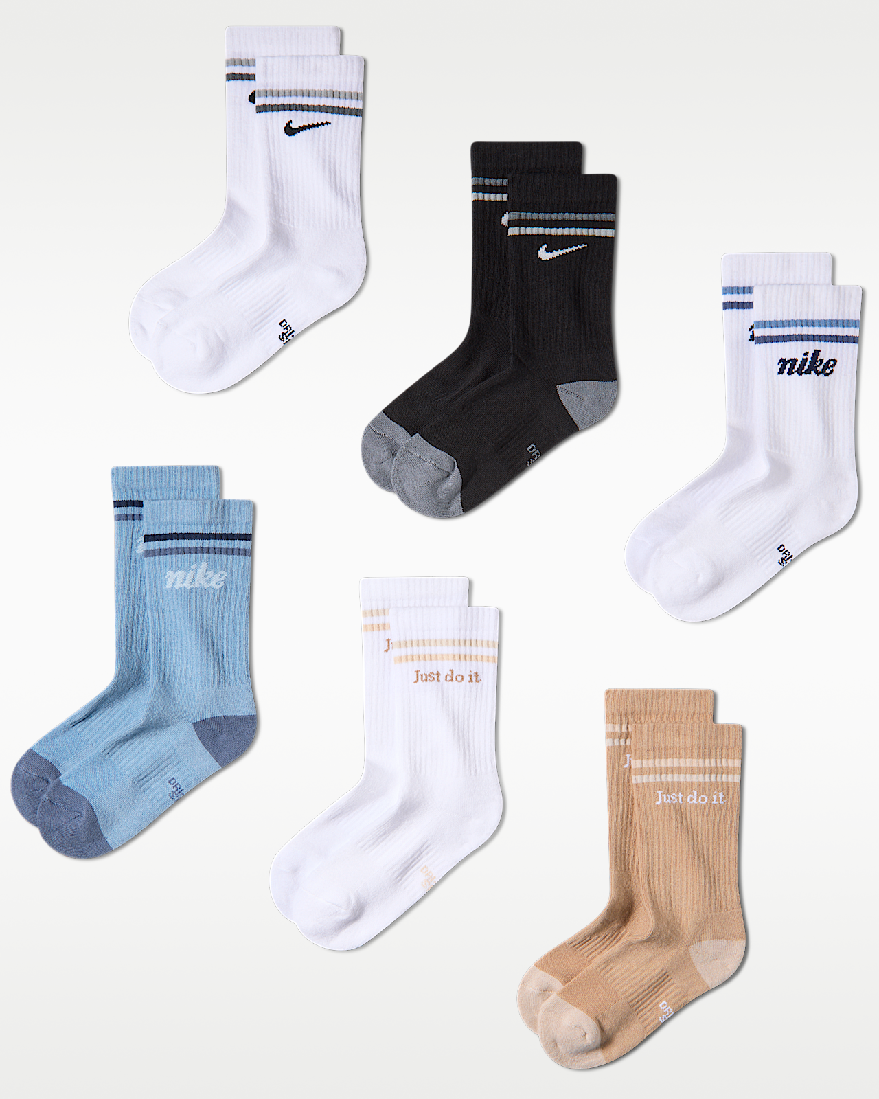 Unisex носки Nike Everyday Kids' Cushioned Crew Socks (6 Pairs)