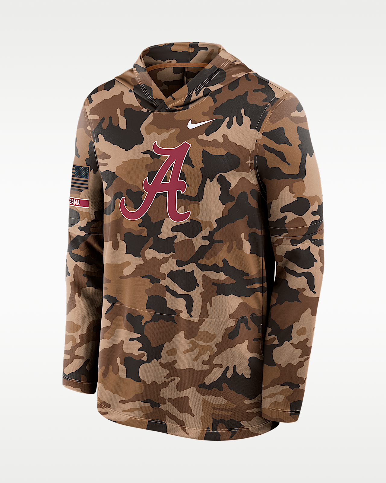 Мужские  Alabama 2026 Military Appreciation Nike Dri-FIT College Long-Sleeve Hooded Top