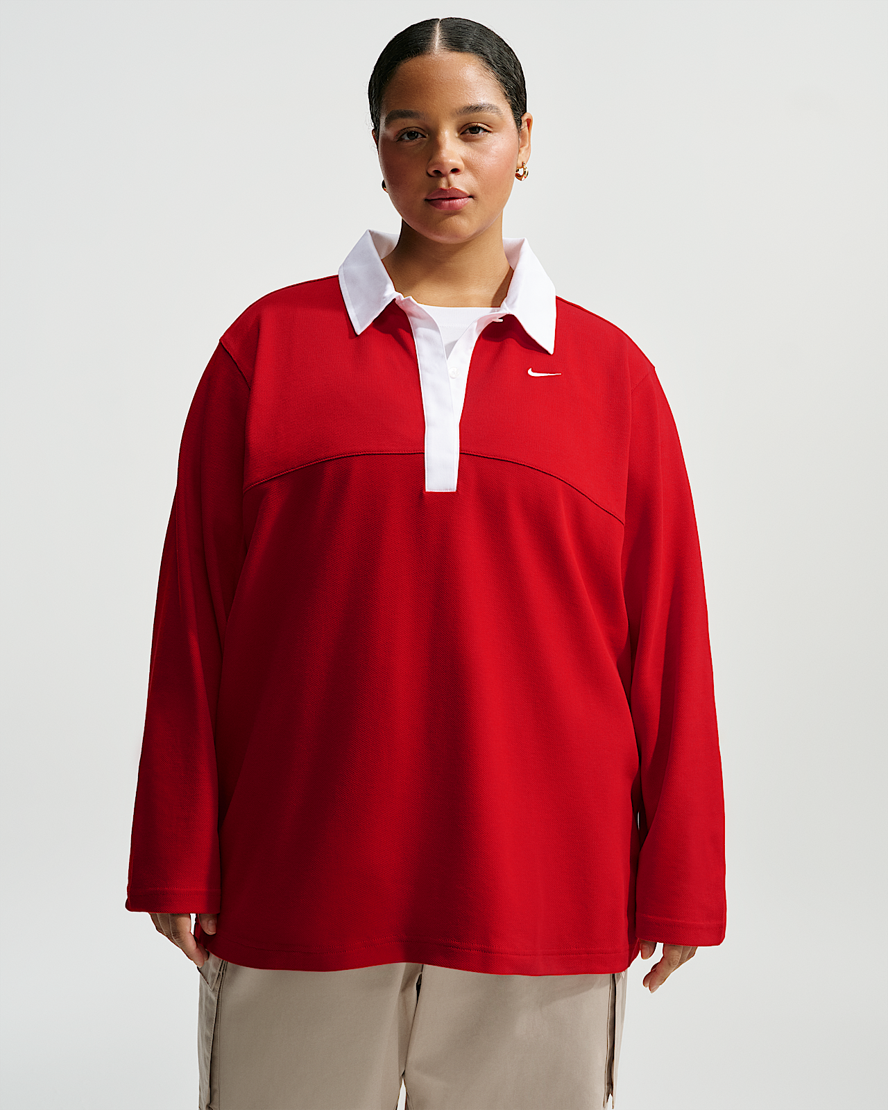 Женские  Nike Sportswear Oversized Long-Sleeve Polo (Plus Size)