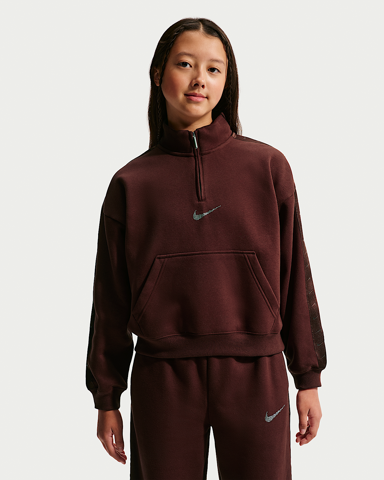 Детский свитшот Nike Sportswear Studio Fleece Big Kids' (Girls') 1/4-Zip
