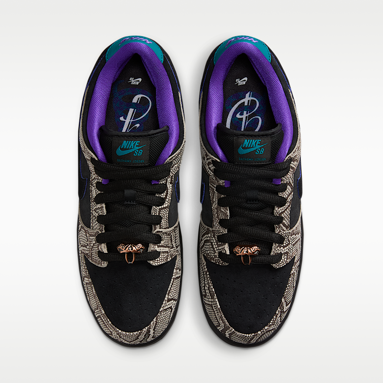 Nike Dunk Low sneaker String/Bright Spruce/Fierce Purple/Zwart