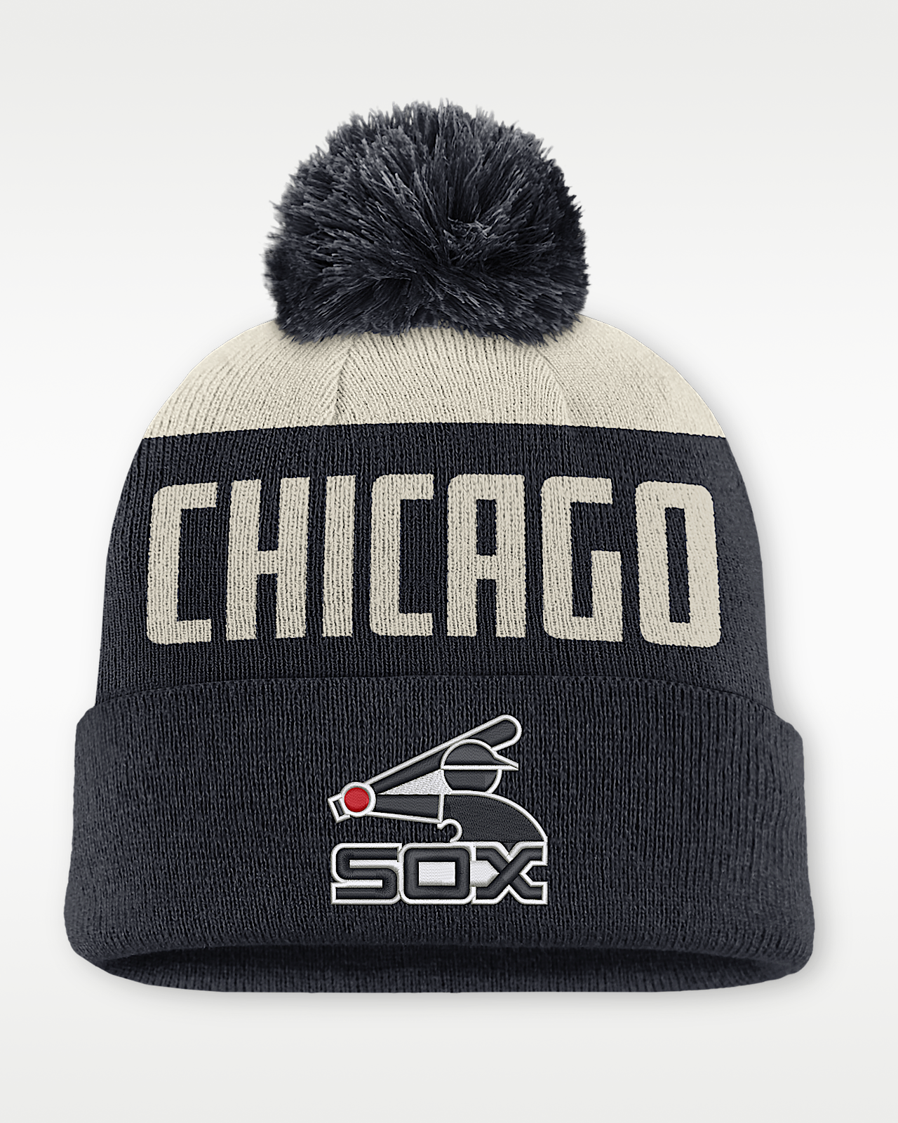 Мужские  Chicago White Sox Cooperstown Peak Nike MLB Cuffed Pom Beanie