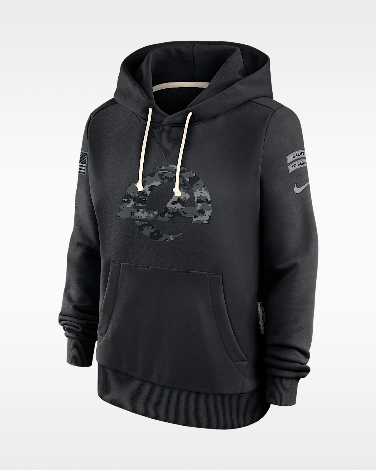 Женское худи Los Angeles Rams Salute to Service Sideline Nike Dri-FIT NFL Pullover Hoodie
