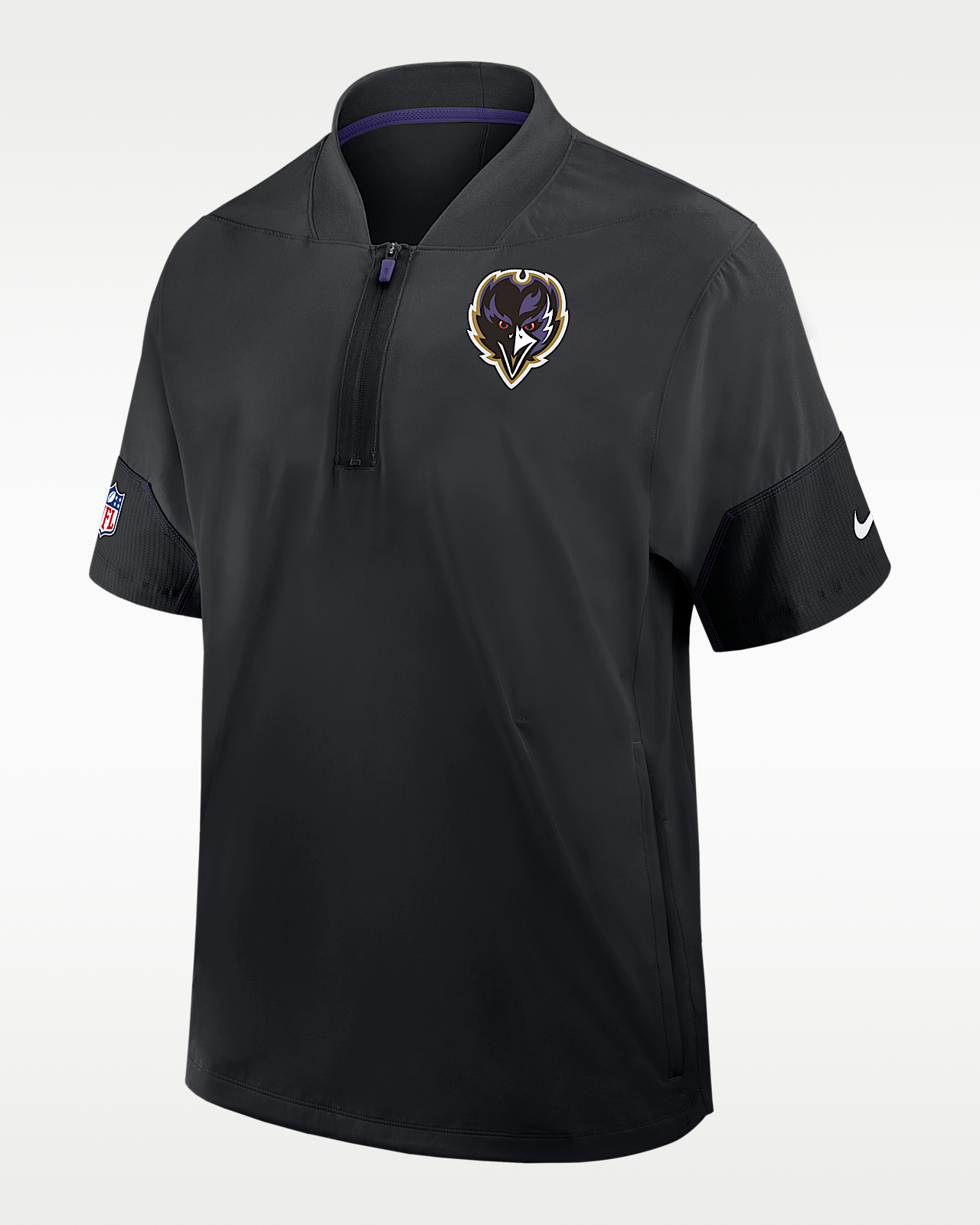 Мужская куртка Baltimore Ravens Sideline Coach Nike NFL 1/2-Zip Short-Sleeve Hooded