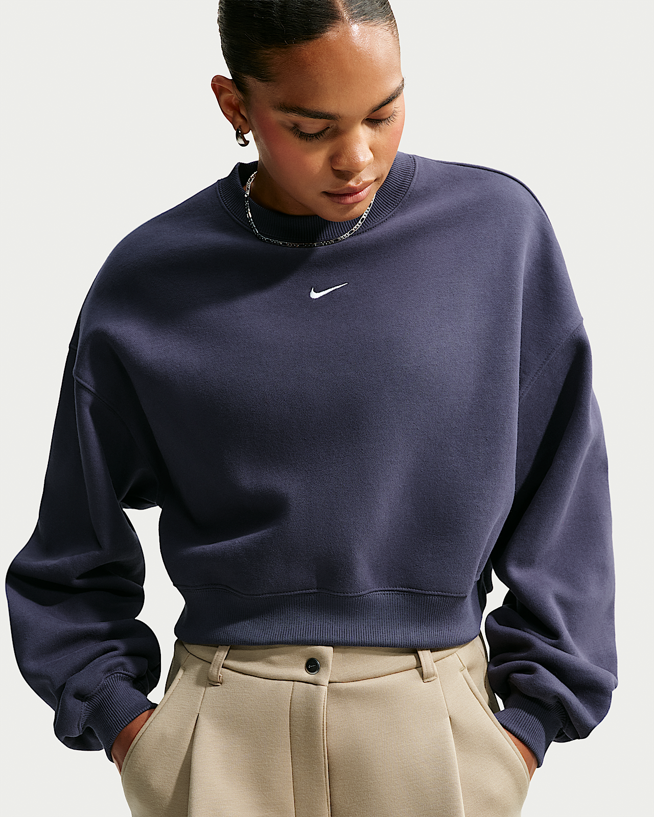 Женские  Nike Studio Fleece Medium Weight Oversized Cropped Crew