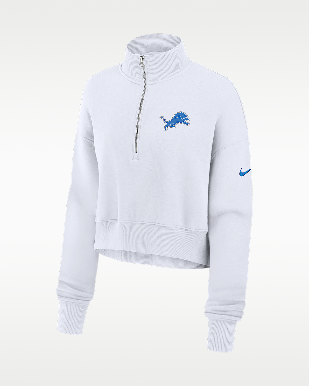 Женские  Detroit Lions Primetime Phoenix Nike NFL Oversized Cropped 1/4-Zip Crew