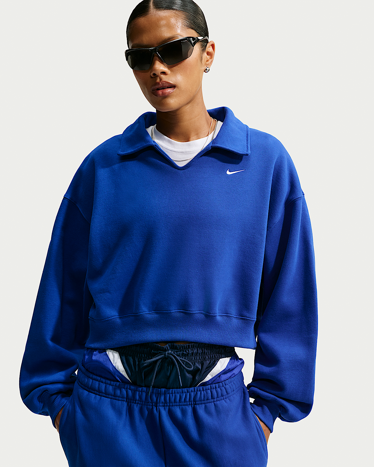 Женские  Nike Studio Fleece Medium Weight Oversized Cropped Polo