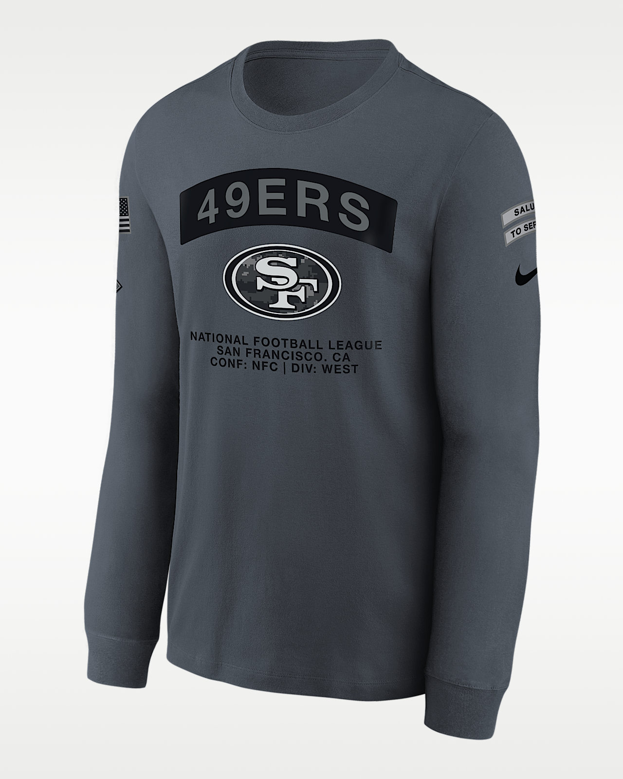 Детская футболка San Francisco 49ers Salute to Service Big Kids' Nike NFL Long-Sleeve
