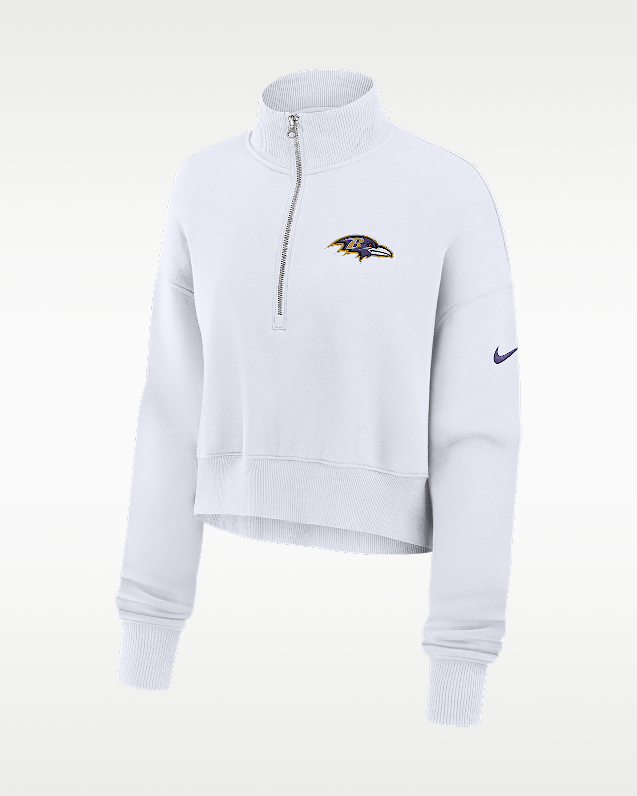 Женские  Baltimore Ravens Primetime Phoenix Nike NFL Oversized Cropped 1/4-Zip Crew
