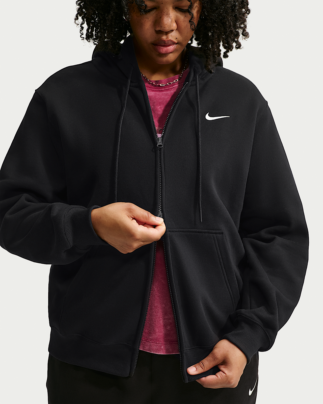 Женское худи Nike Studio Fleece Medium Weight Full-Zip Hoodie (Plus Size)