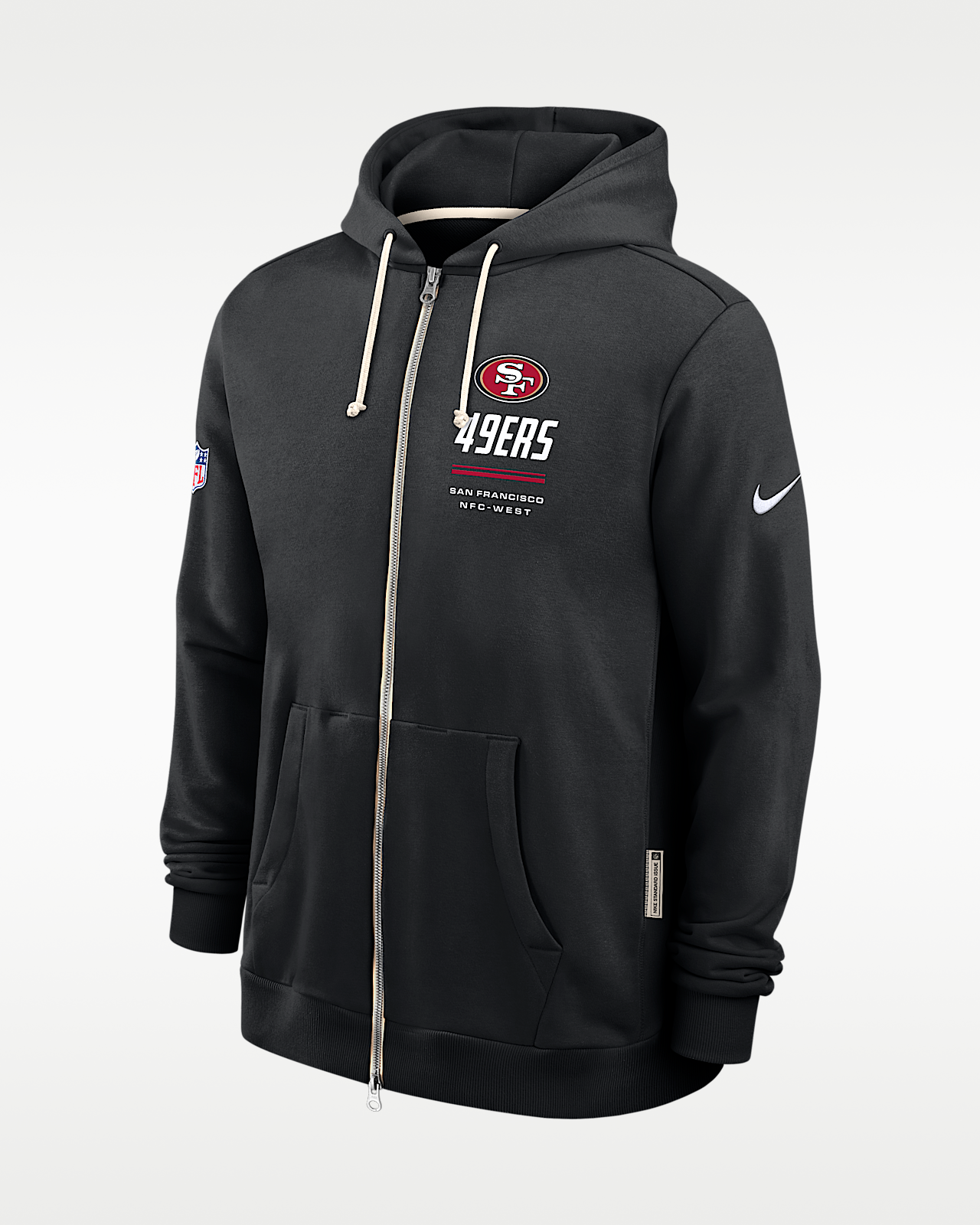 Мужское худи San Francisco 49ers Sideline Standard Issue Nike Dri-FIT NFL Full-Zip Hoodie