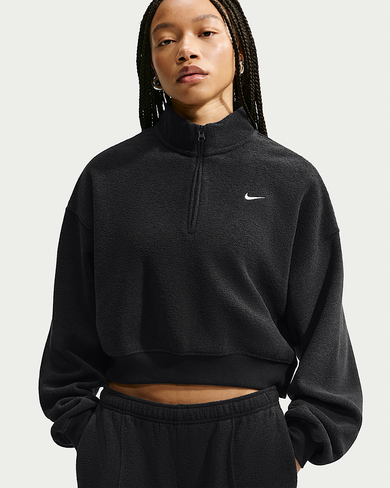 Женские  Nike Studio Fleece Plush Oversized 1/4-Zip Cropped Top
