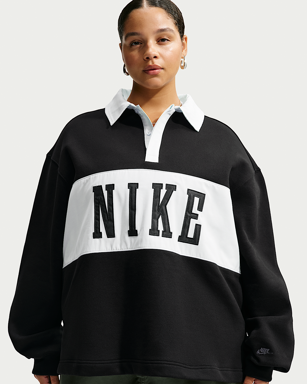 Женский свитшот Nike Studio Fleece Medium Weight Oversized Rugby (Plus Size)