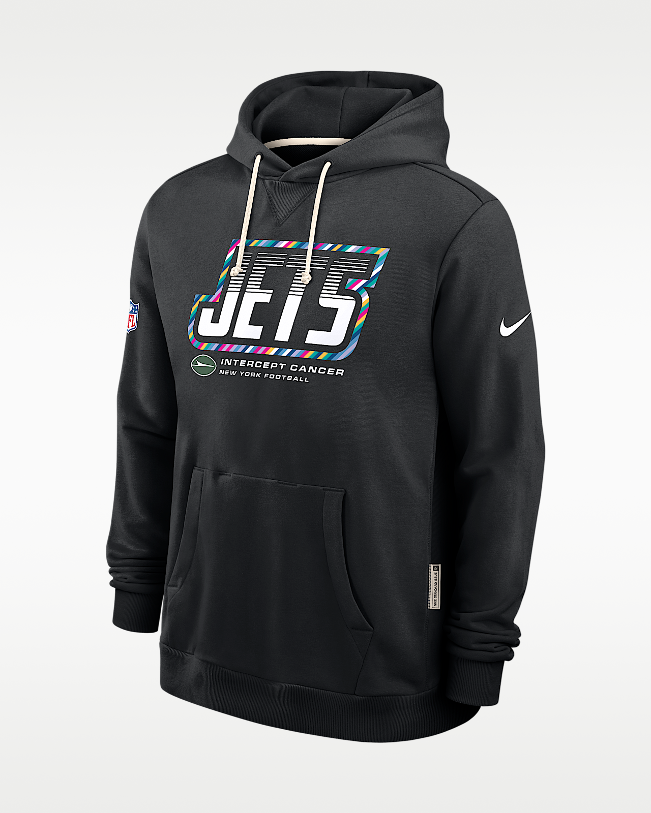 Мужское худи New York Jets Crucial Catch Sideline Standard Issue Nike Dri-FIT NFL Pullover Hoodie