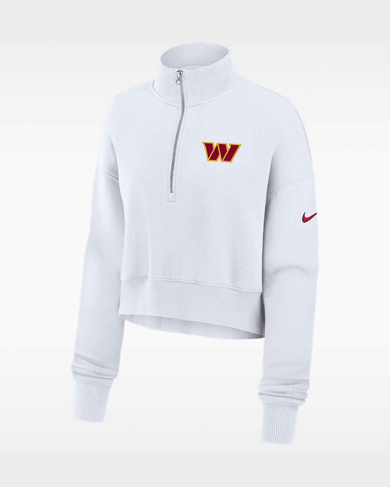 Женские  Washington Commanders Primetime Phoenix Nike NFL Oversized Cropped 1/4-Zip Crew