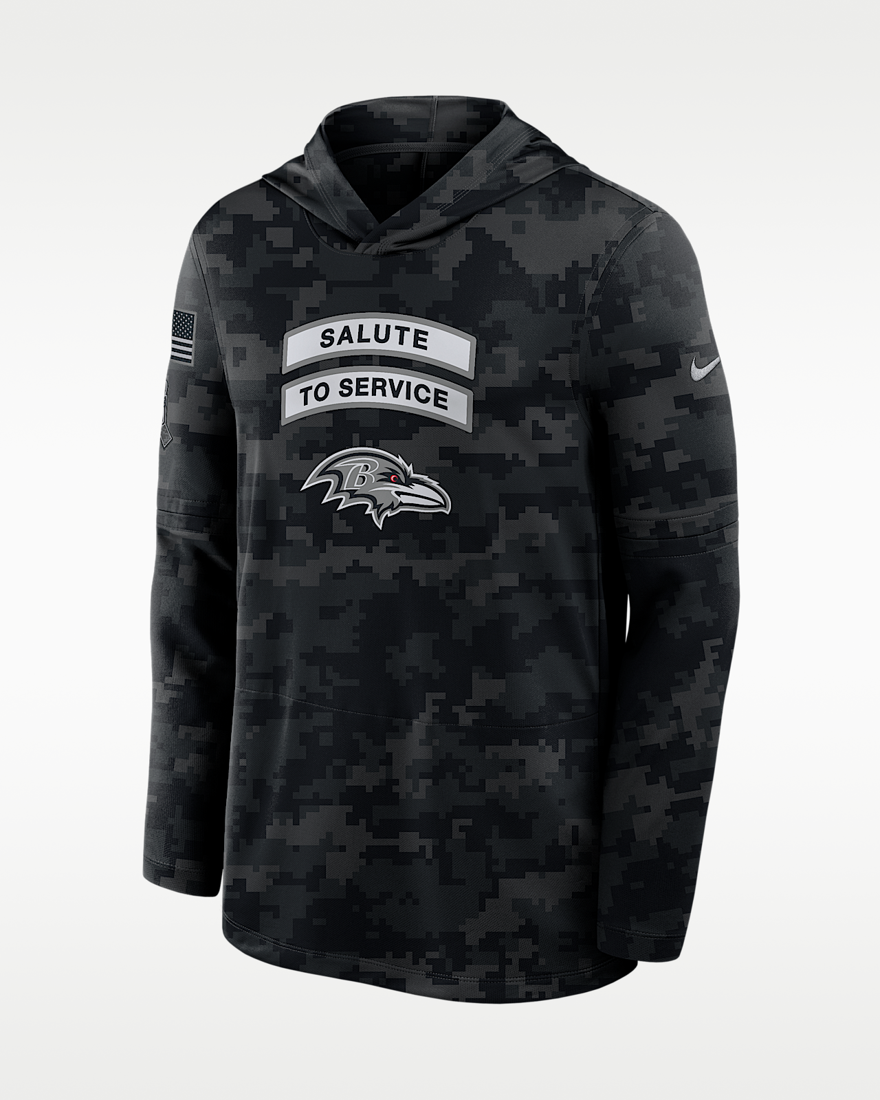 Мужские  Baltimore Ravens Salute to Service Sideline Nike Dri-FIT NFL Long-Sleeve Hooded Top