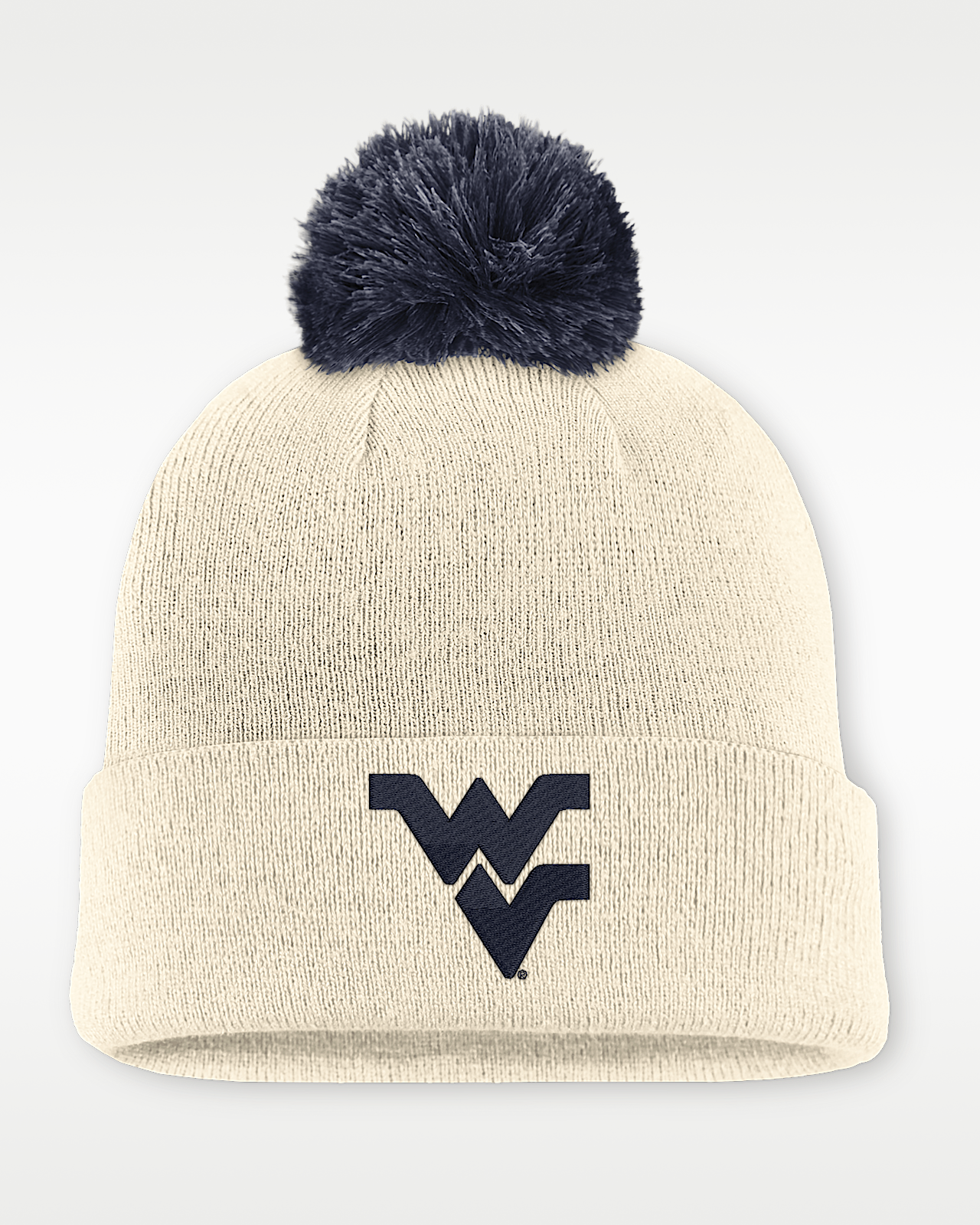 Женские  West Virginia Campus Prep Script Nike College Cuffed Pom Beanie