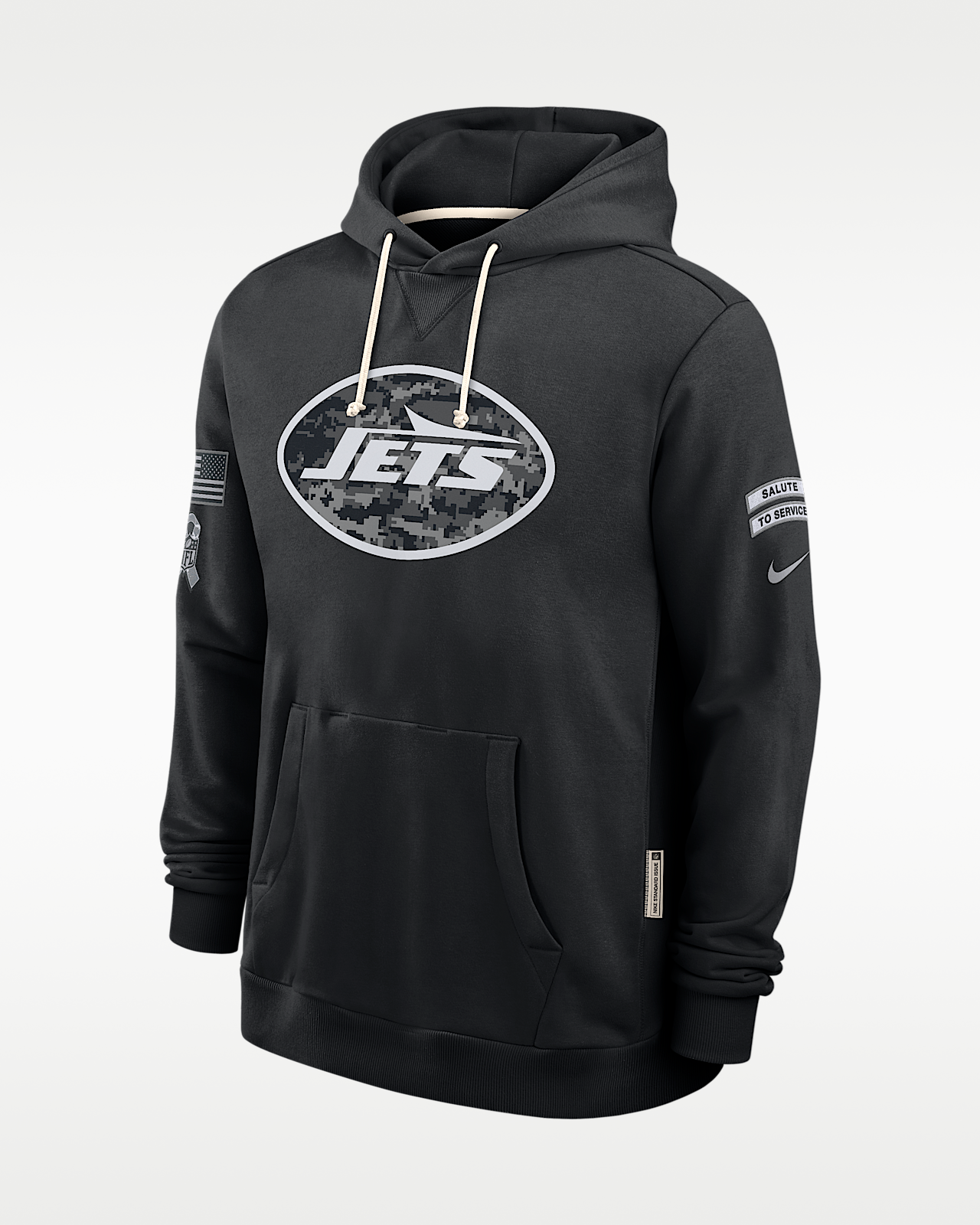 Мужское худи New York Jets Salute to Service Sideline Nike Dri-FIT NFL Pullover Hoodie