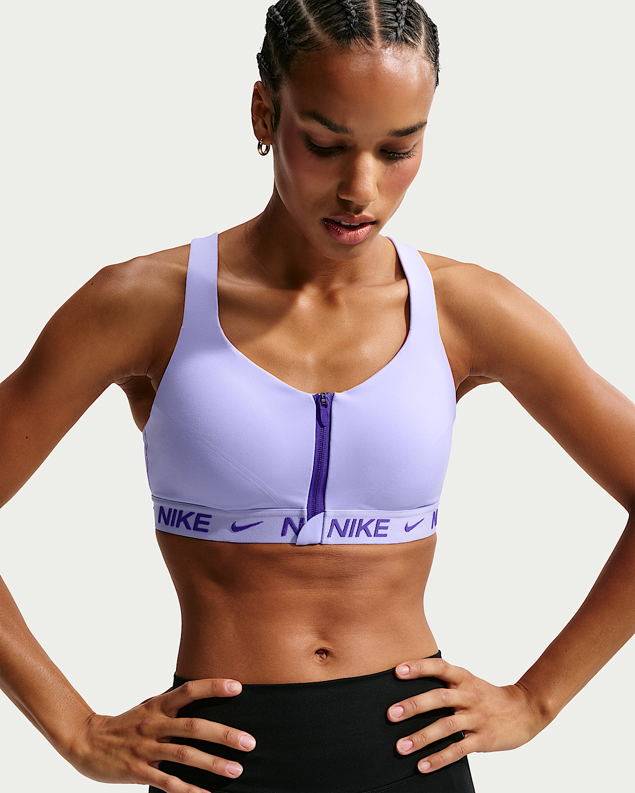 Женские  Nike Indy High Support Padded Front-Zip Sports Bra