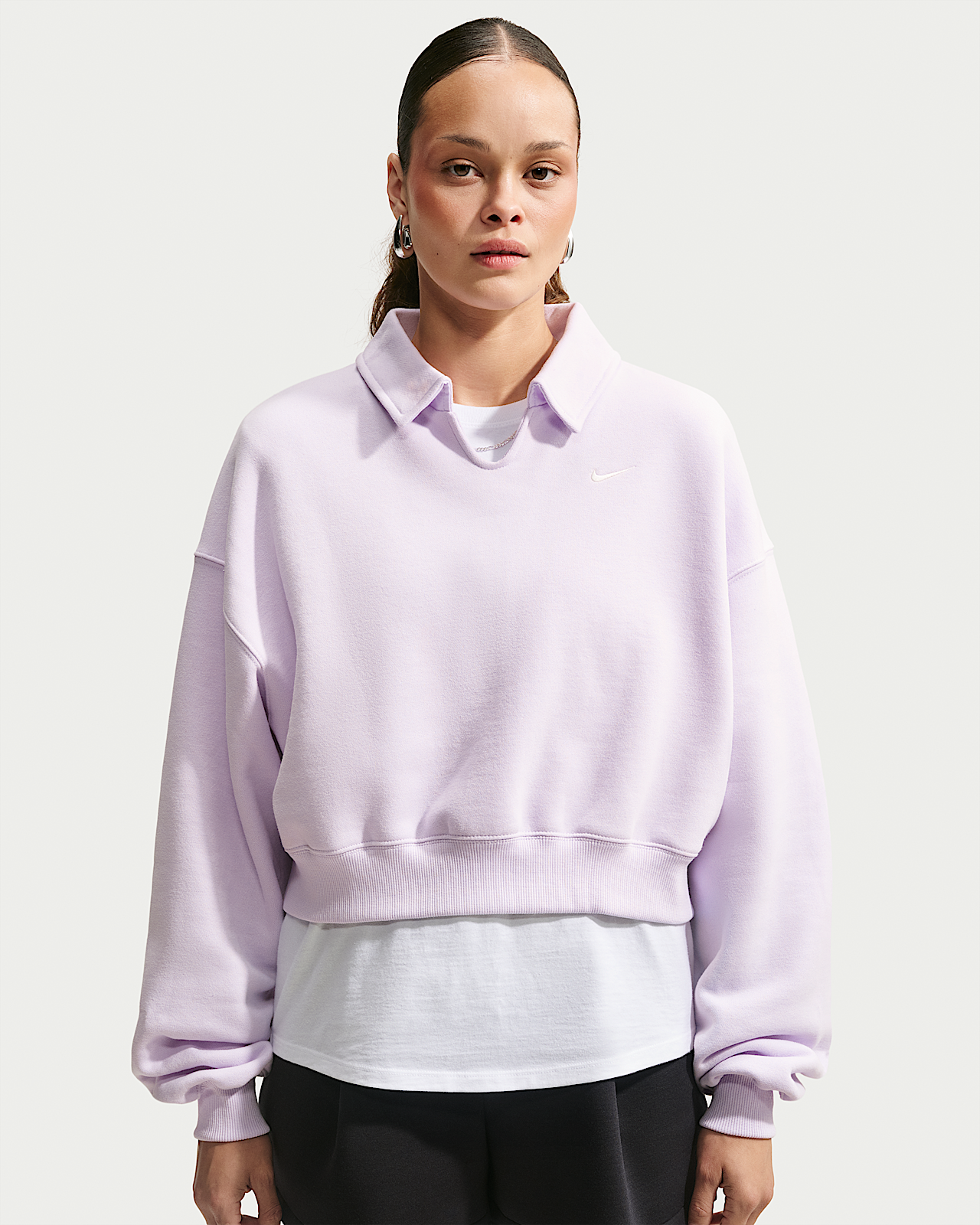 Женские  Nike Studio Fleece Medium Weight Oversized Cropped Polo