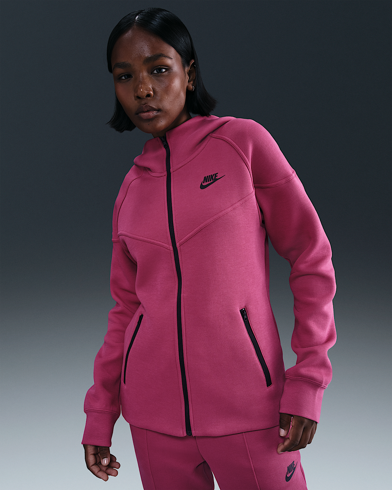Женское худи Nike Sportswear Tech Fleece Windrunner Full-Zip Hoodie для бега